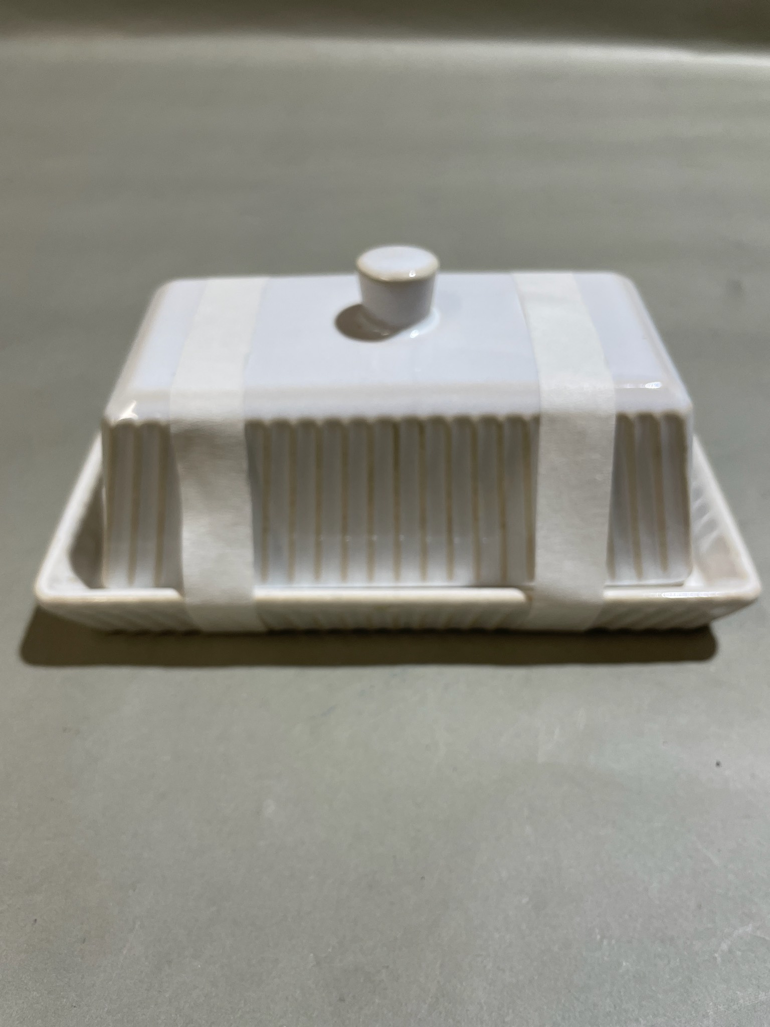 at home White Fluted Ceramic Butter Dish
