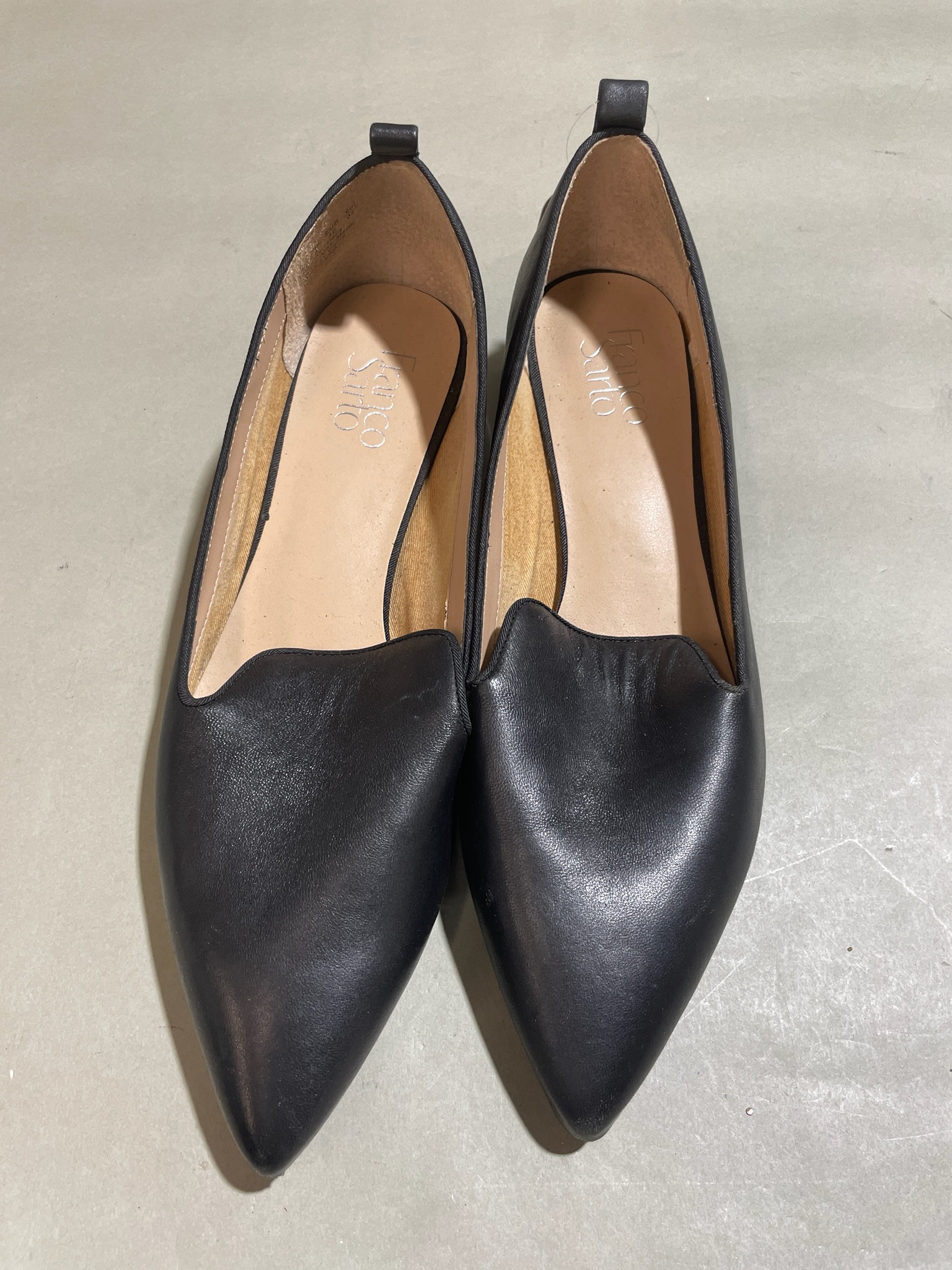 Franco Sarto Black Pointed-Toe Slip-On Flats