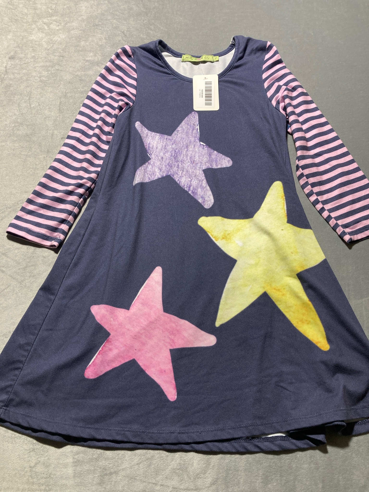 Millie Loves Lily Navy Star Print Polyester Dress Size Size 8