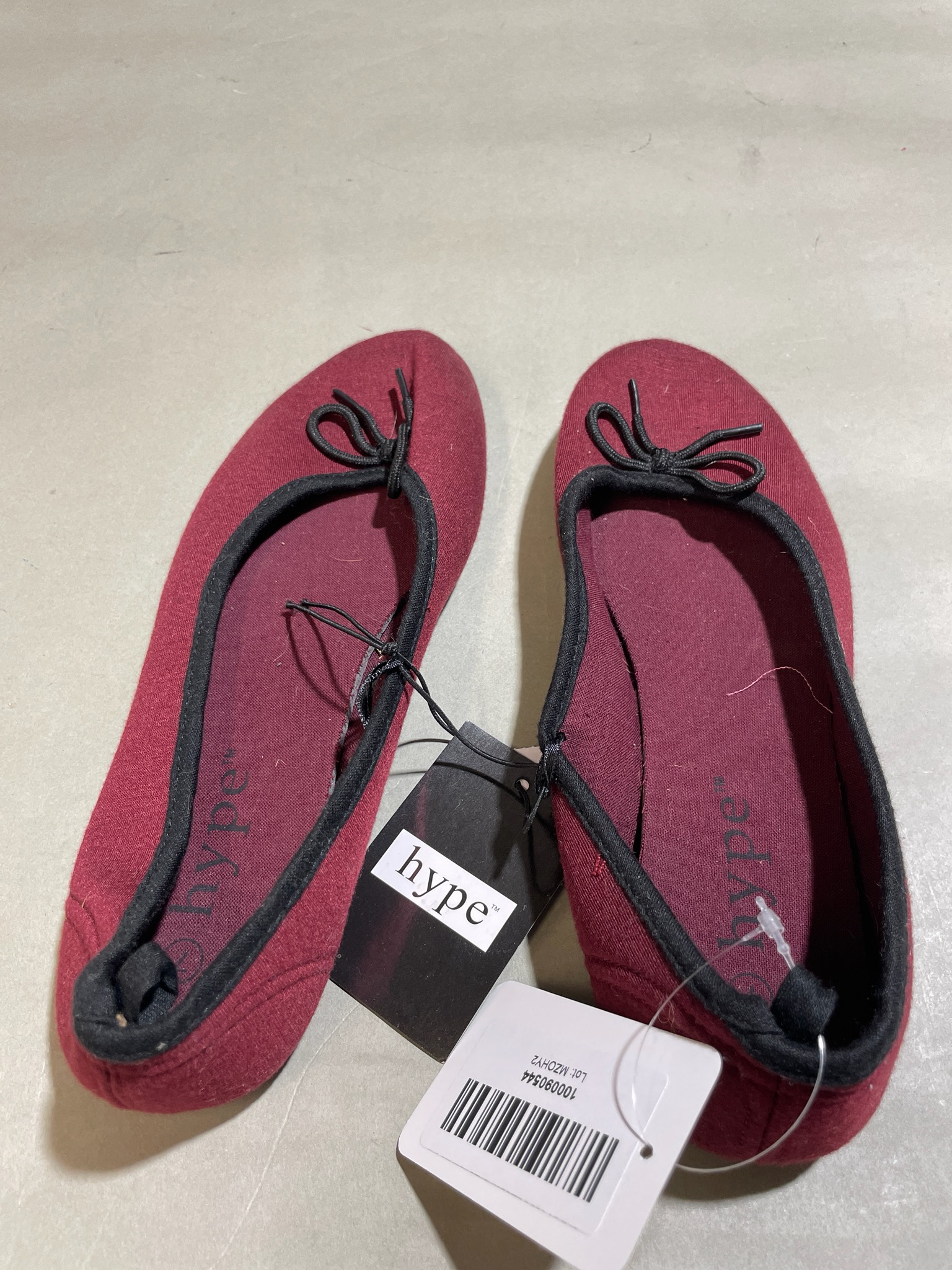 hype Burgundy Fabric Ballet Flats Size Size 7