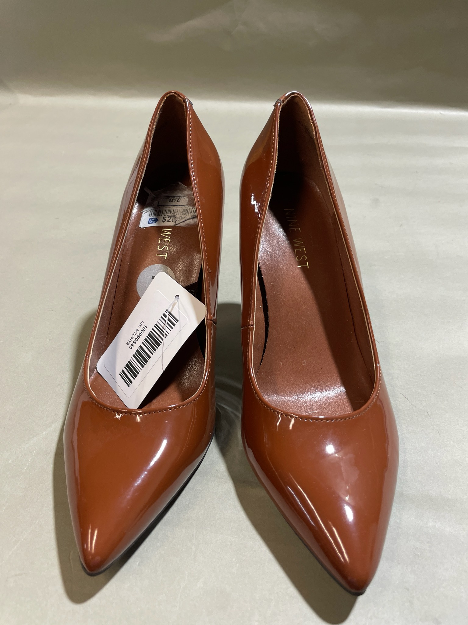 Nine West Cognac Patent Pointed-Toe Pumps Size Size 7