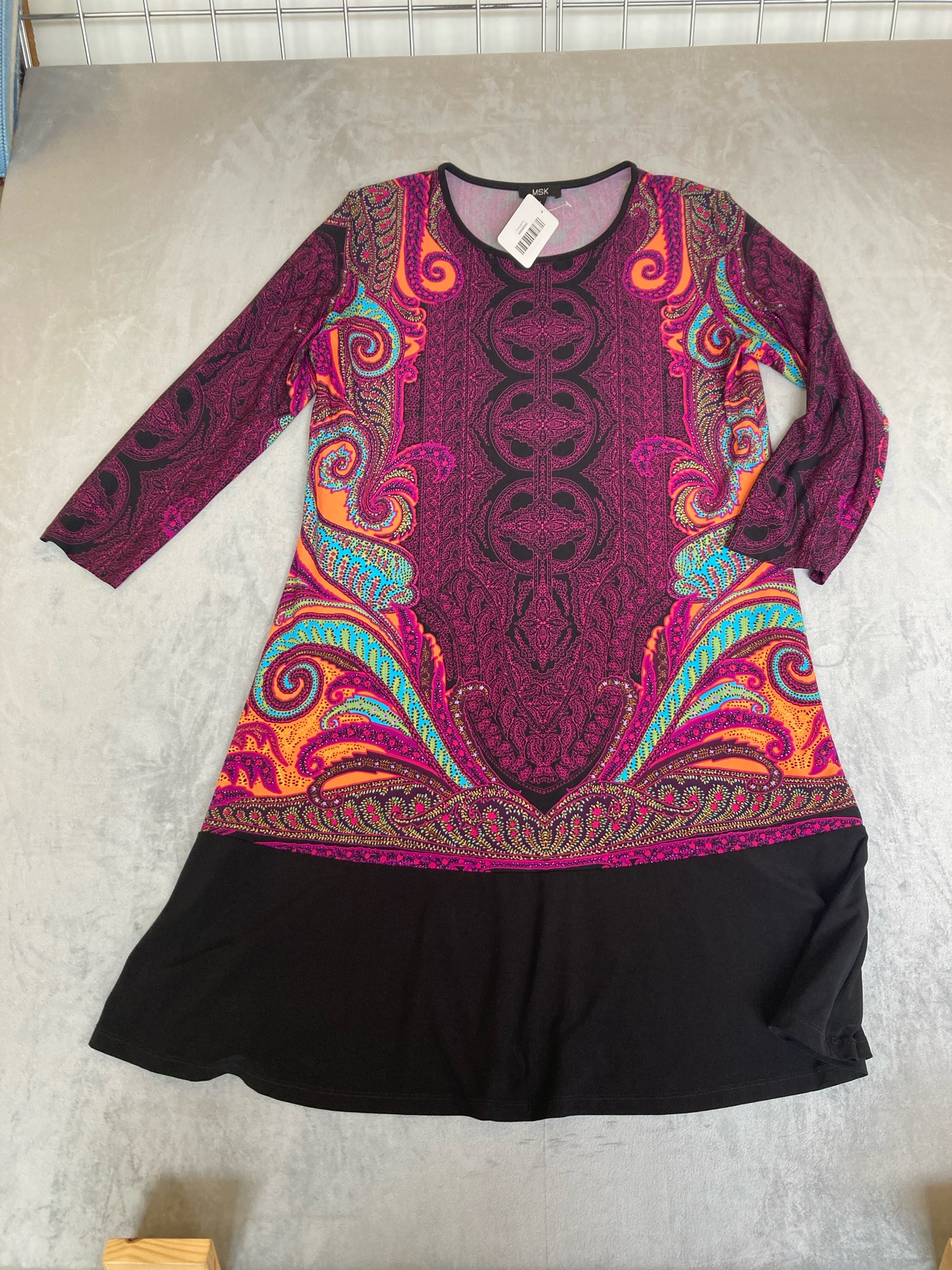 MSK Multicolor Paisley Long Sleeve Dress Size M