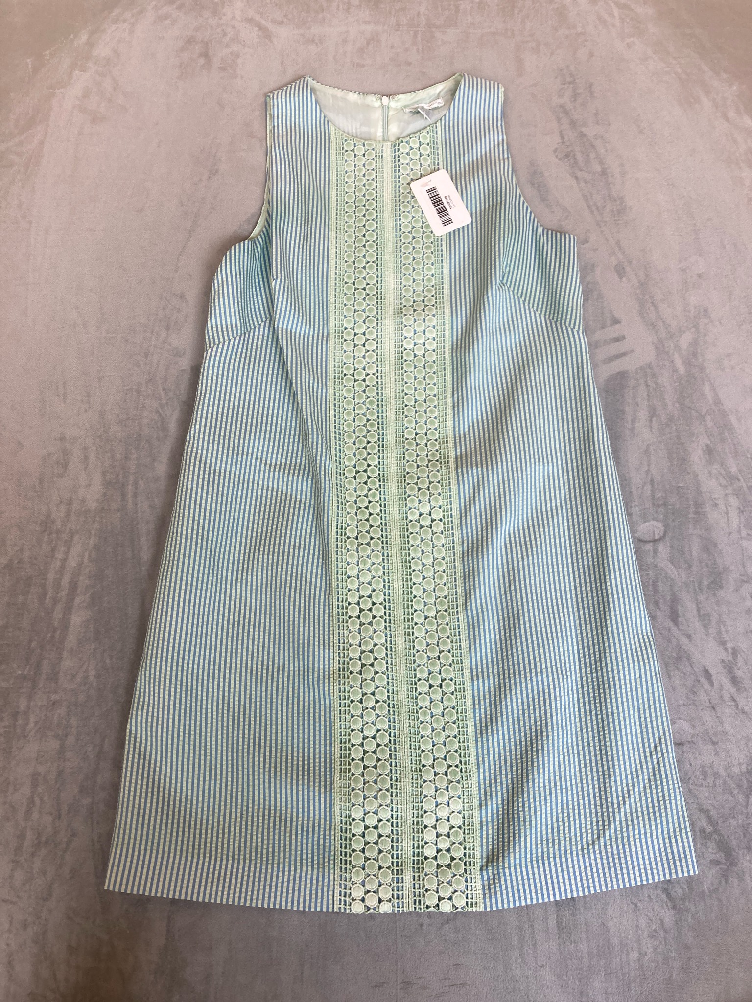 London Times Light Blue and White Striped Sleeveless Dress Size US 6