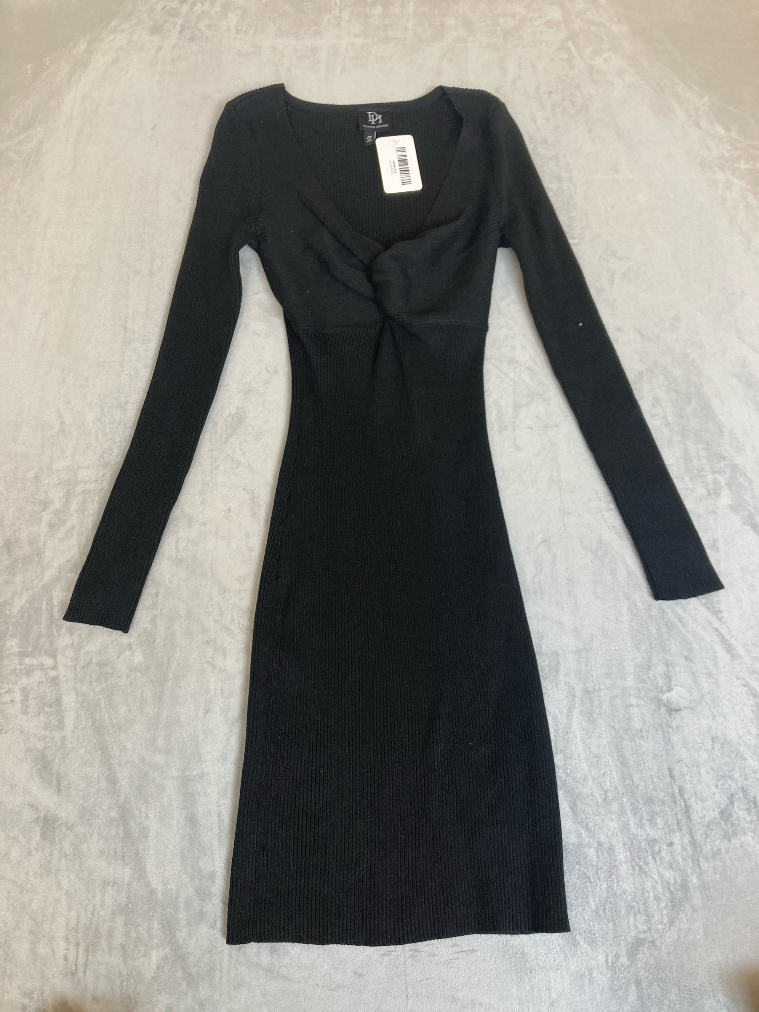 Derek Heart Black Ribbed Knit Long Sleeve Cowl Neck Dress Size M