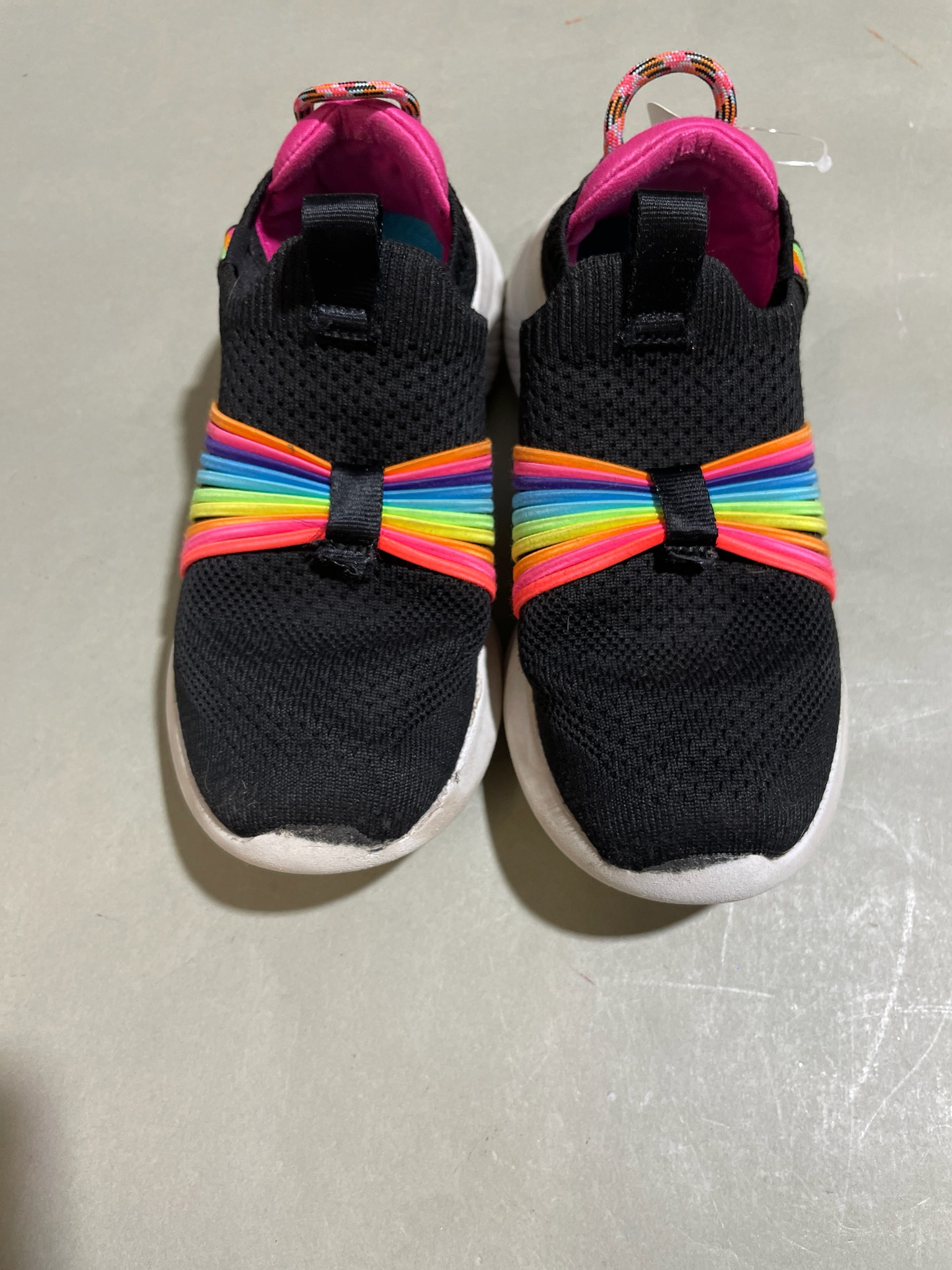 Black Rainbow Striped Slip-On Sneakers