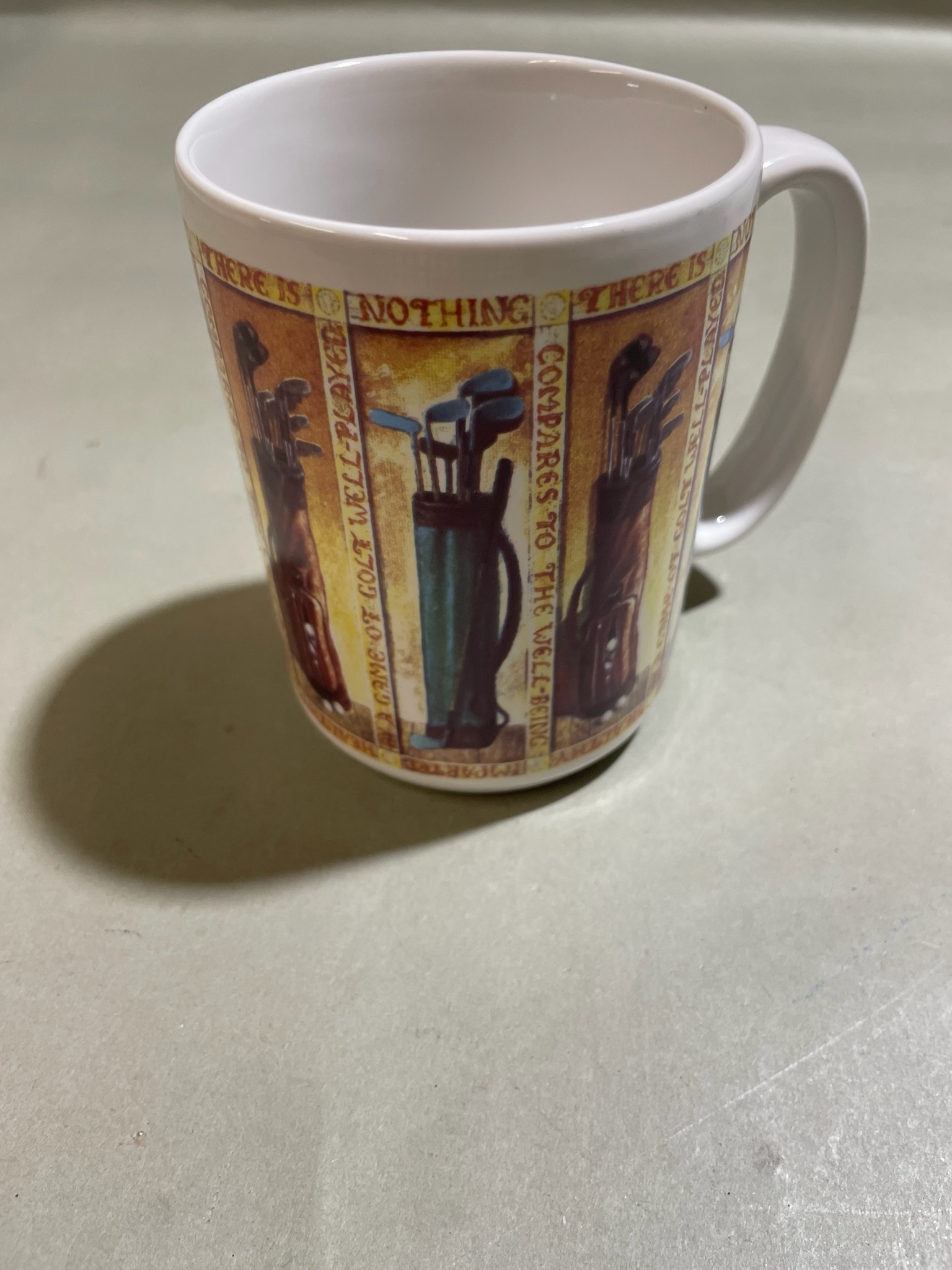 White Ceramic Golf Themed Mug
