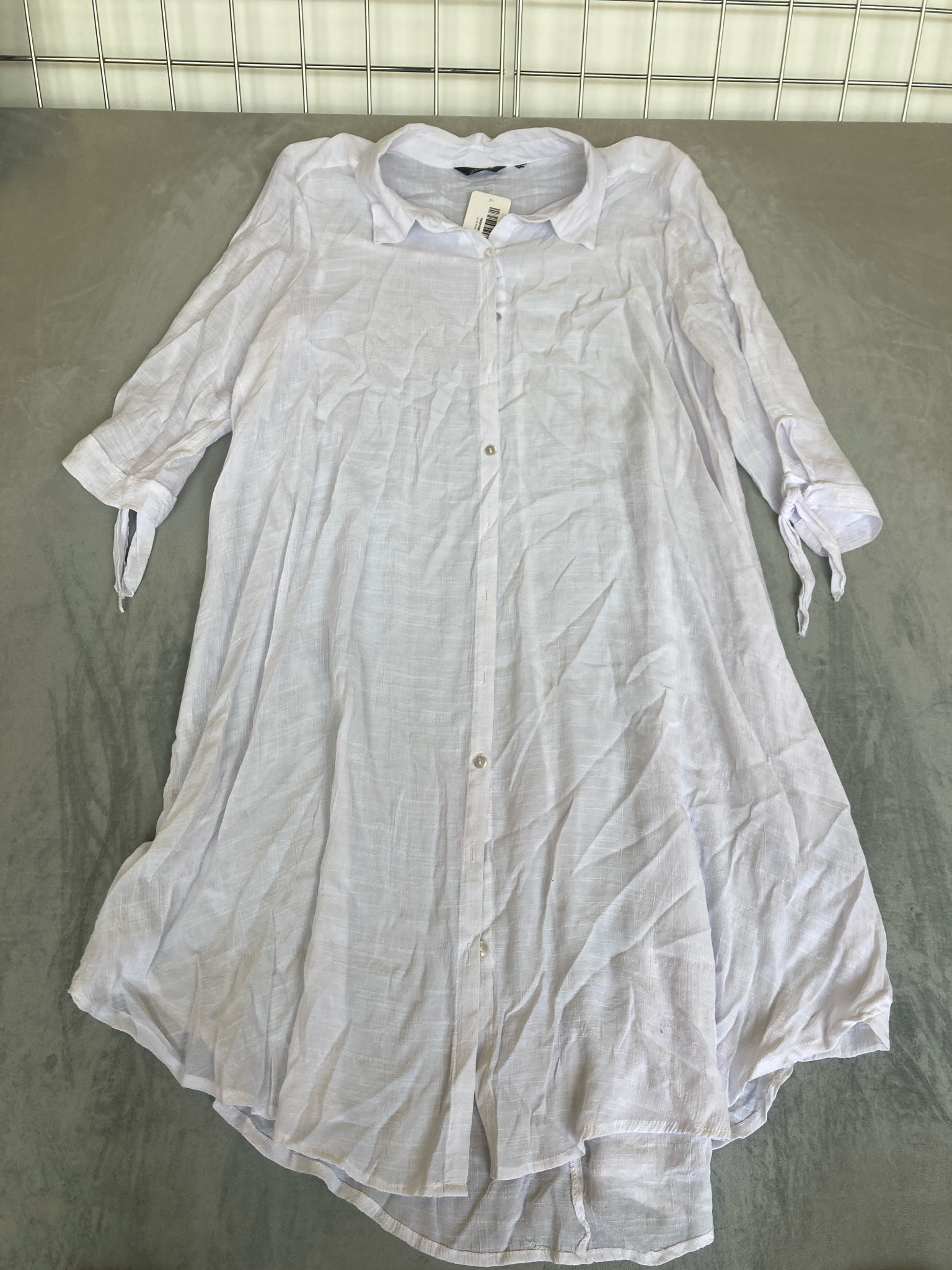 Mlle Gabrielle White Woven Long Sleeve Shirt Dress