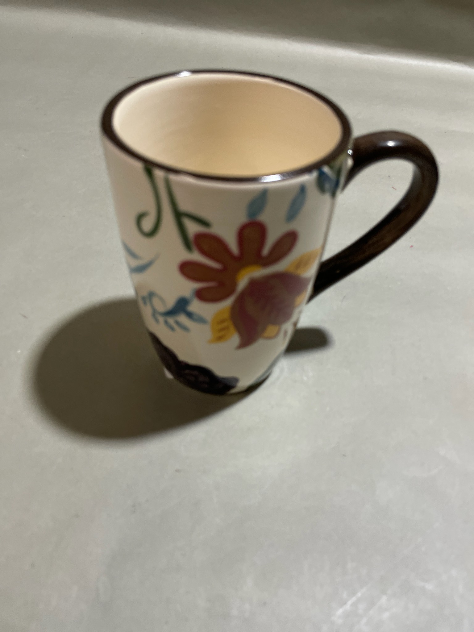 Cream Floral Ceramic Mug