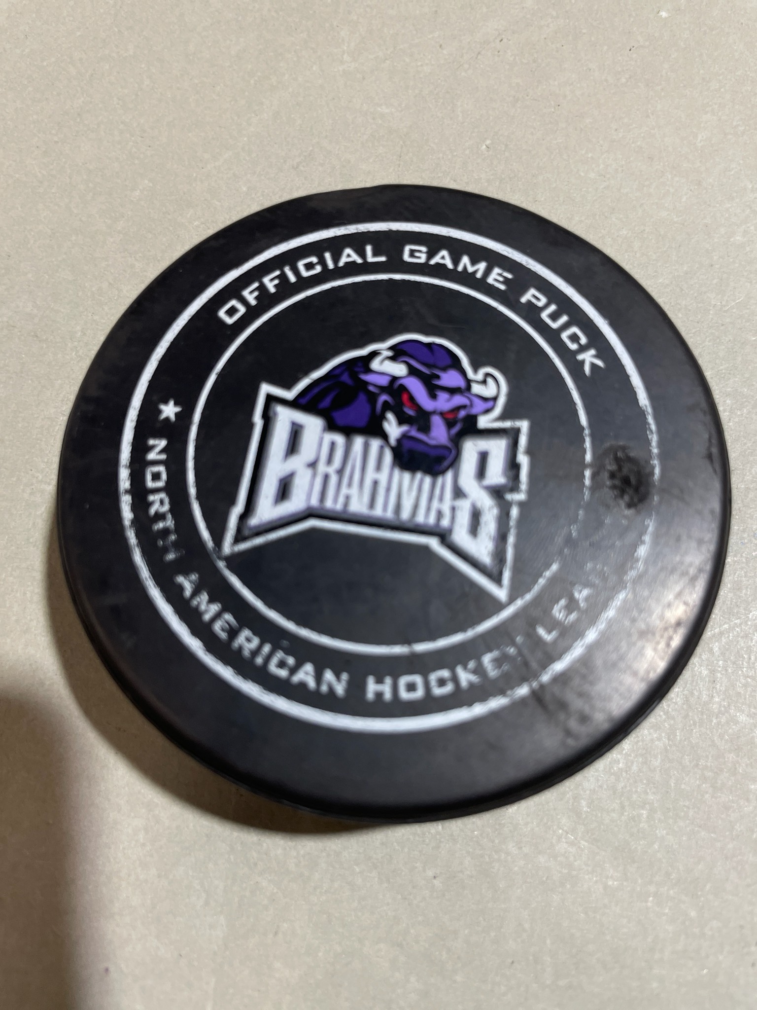 NYTEX Sports Black Team Logo Hockey Puck
