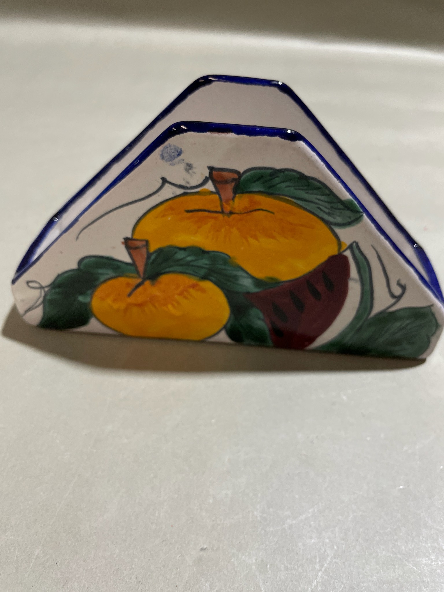 White Fruit Motif Ceramic Tabletop Holder