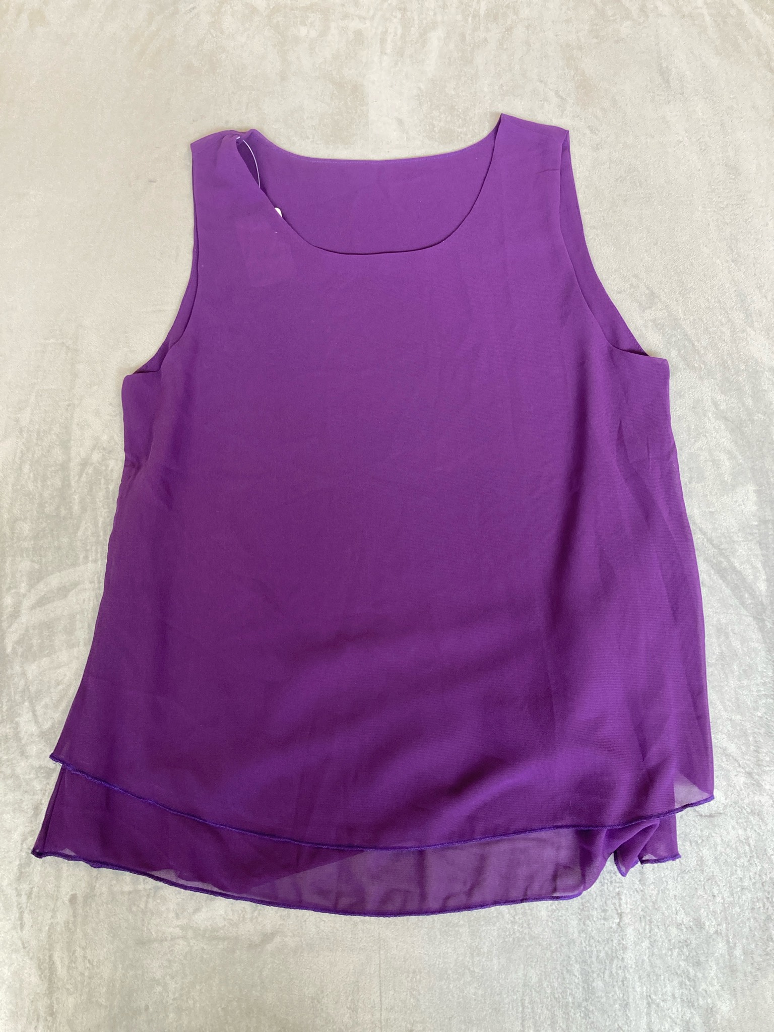 Purple Polyester Sleeveless Layered Top Size L