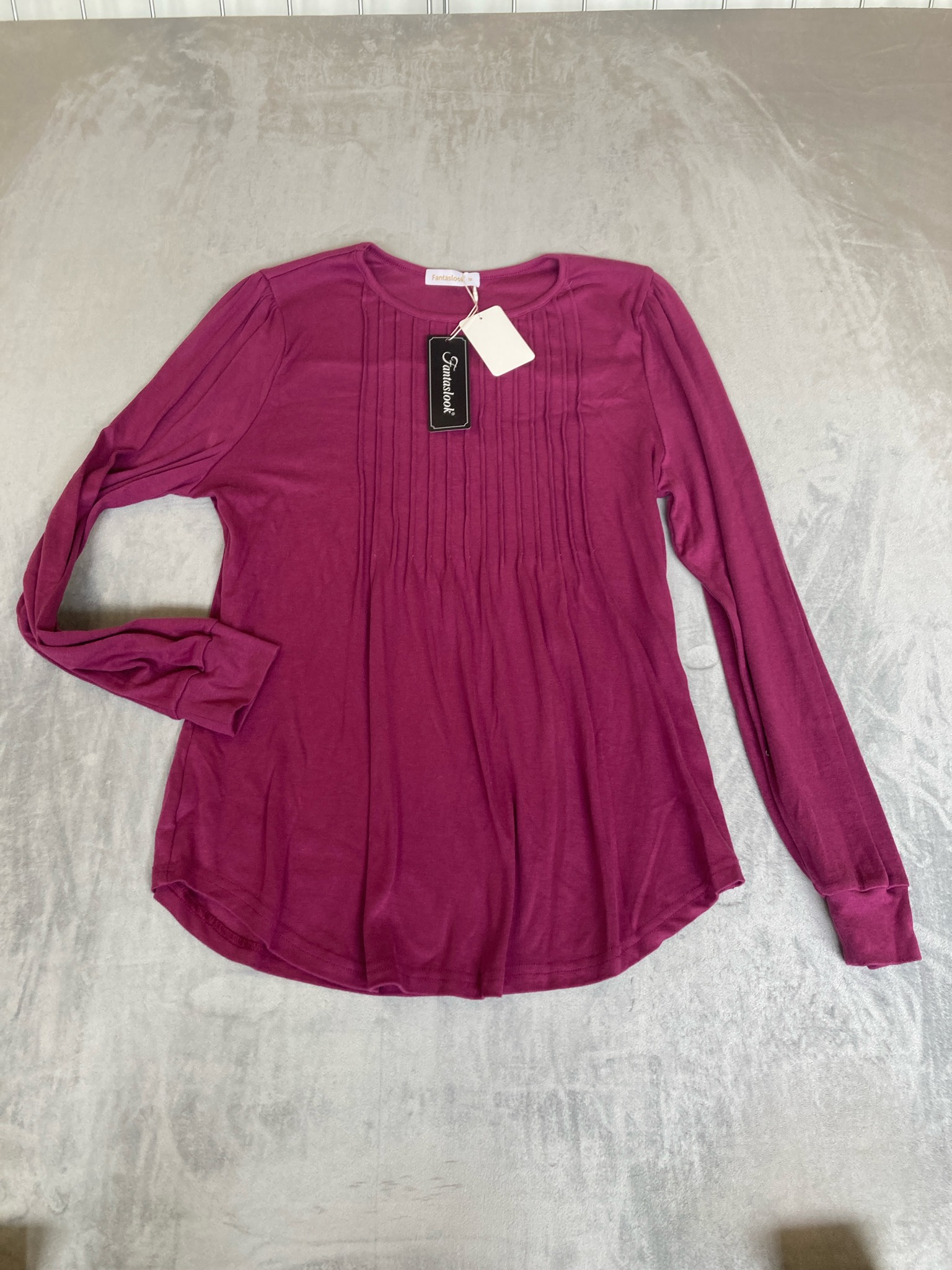 Fantaslook Magenta Knit Long-Sleeve Top Size 2
