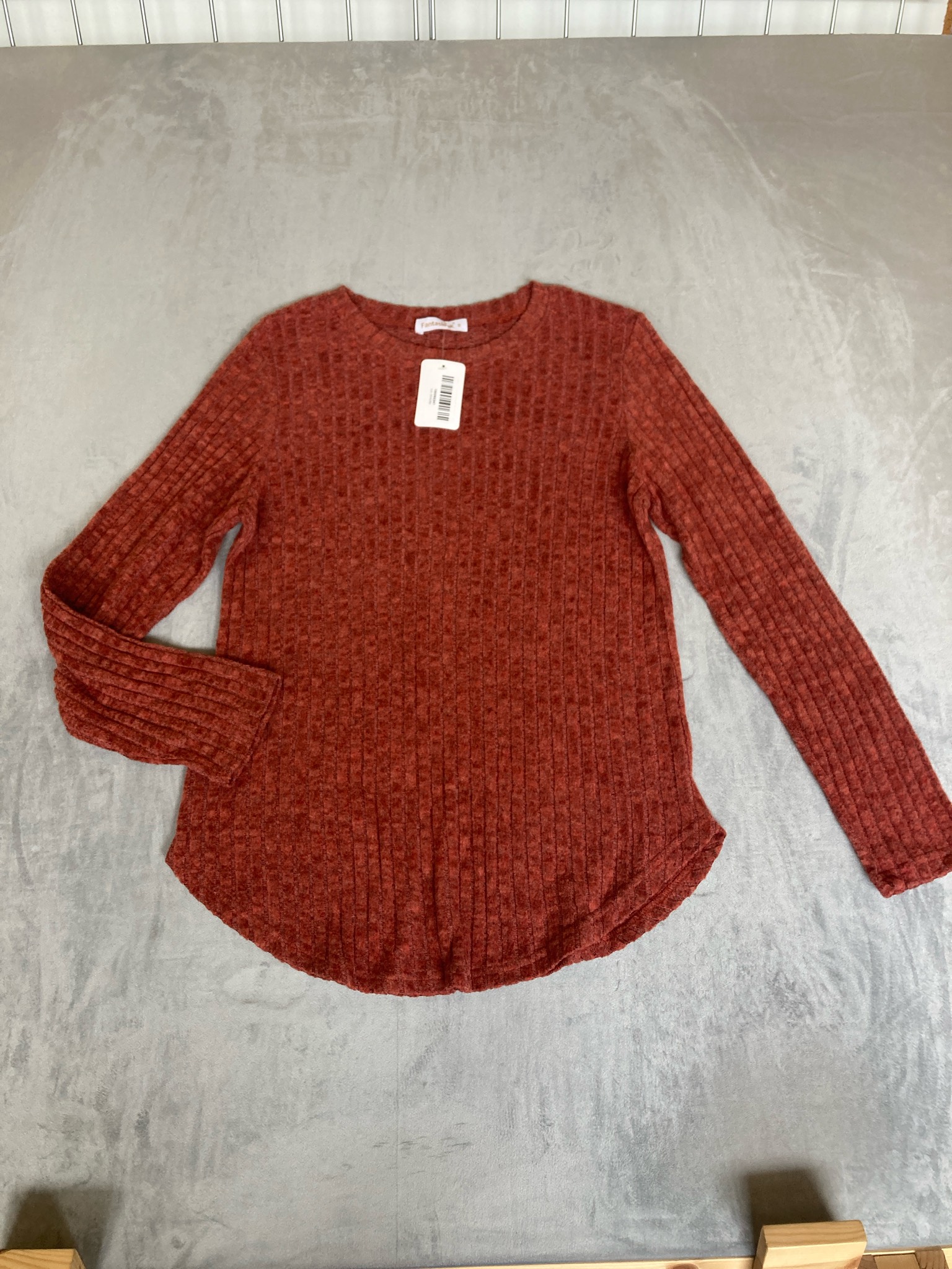 Fantaslook Rust Red Textured Knit Pullover Sweater Size 3
