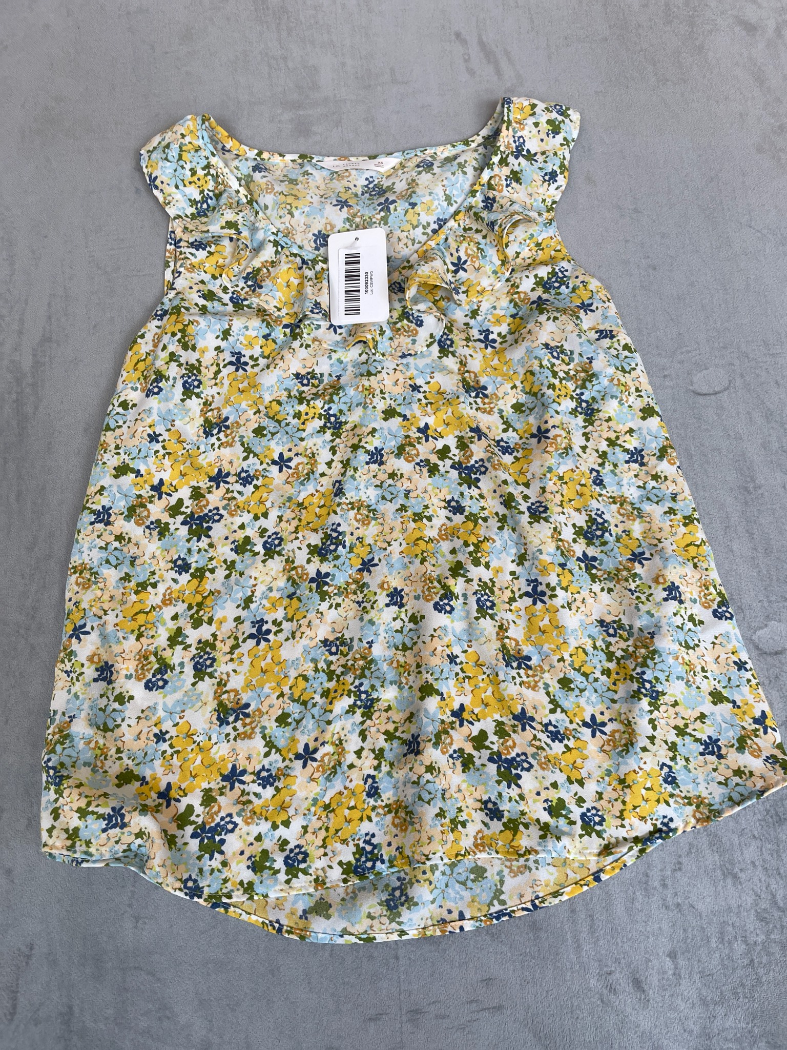LC Lauren Conrad Cream Floral Sleeveless Tunic Top Size XS