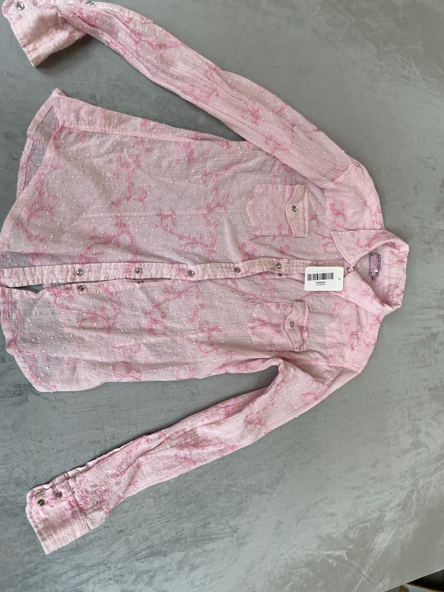 Ranson Ranch Pink Shimmering Western Shirt Size M