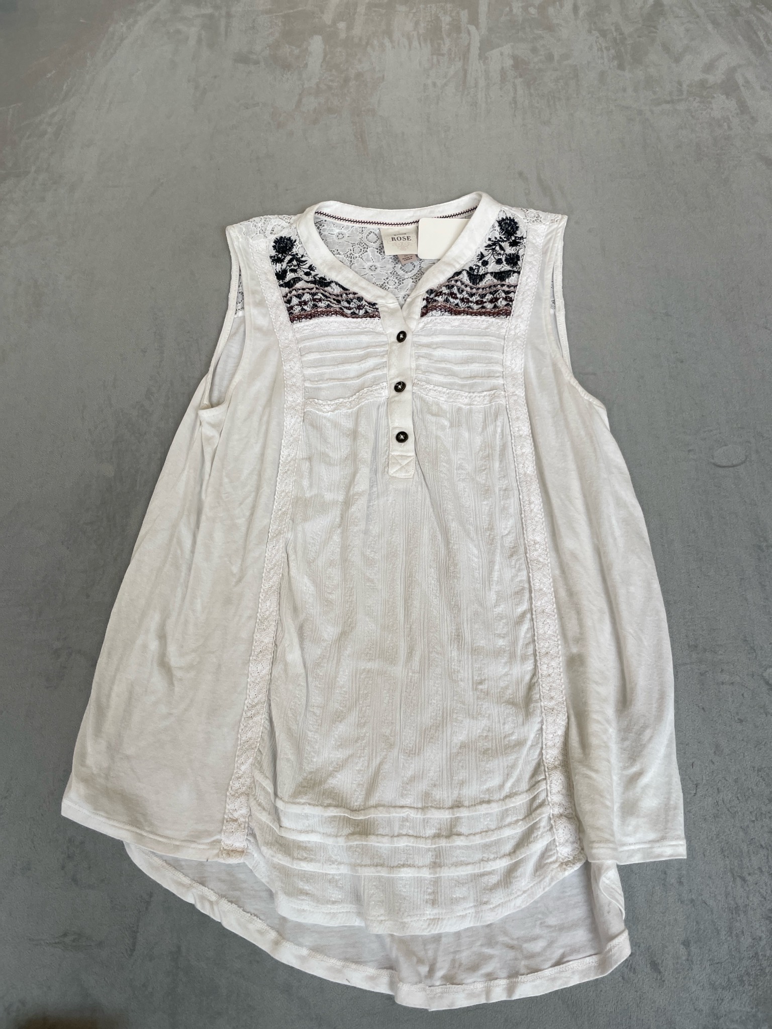 Knox Rose White Lace Tunic Top Size M