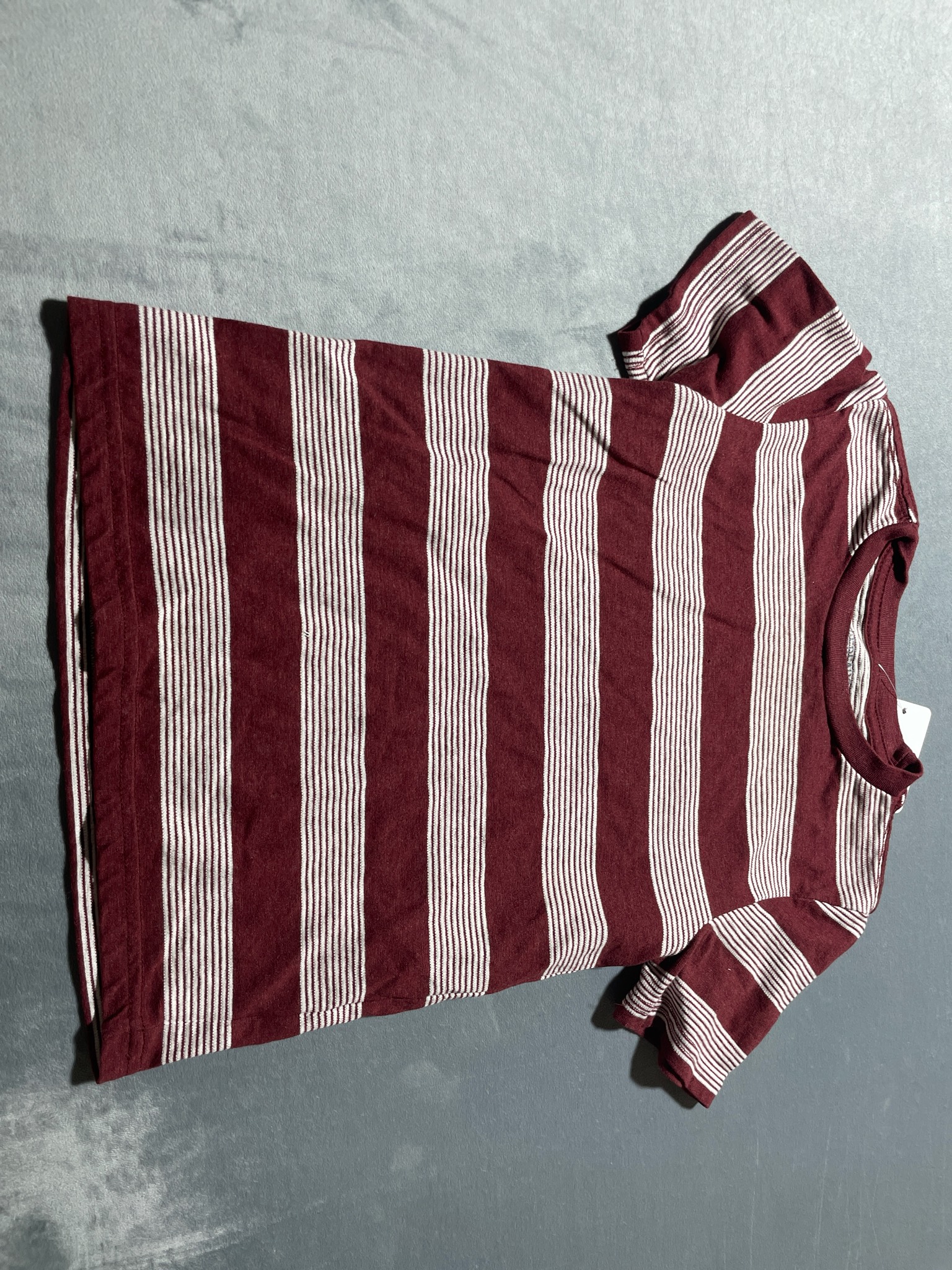Thereabouts Burgundy Striped Cotton Polyester T-Shirt