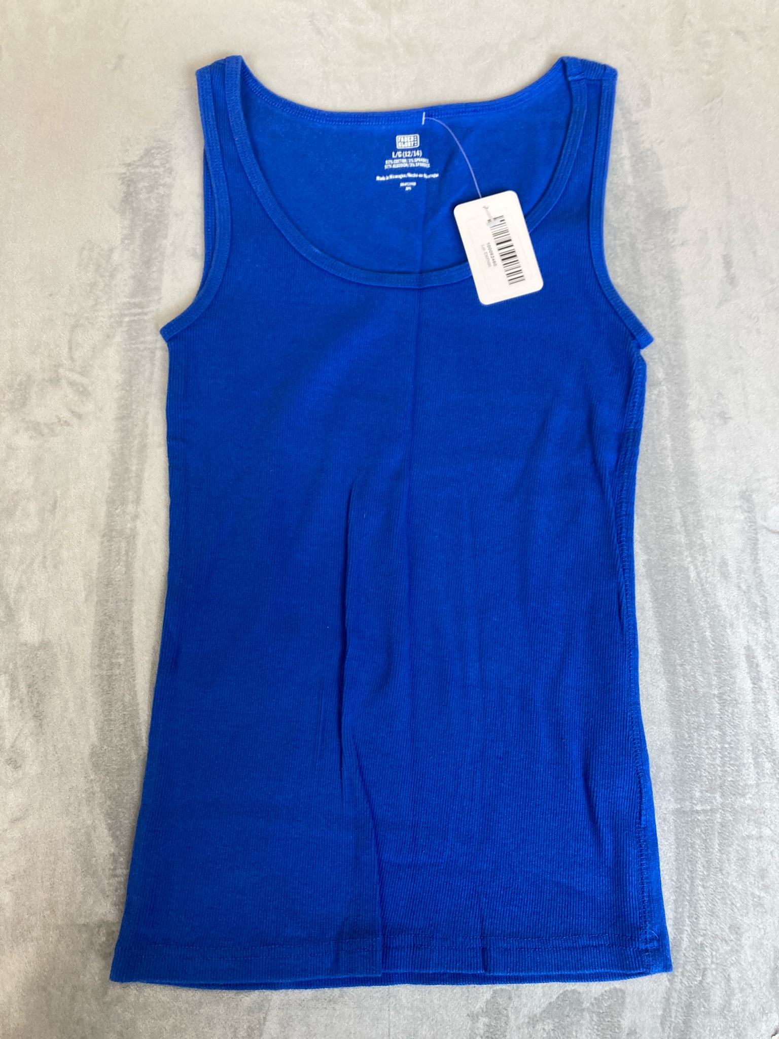 Faded Glory Royal Blue Cotton-Blend Tank Top Size L/G (12/14)