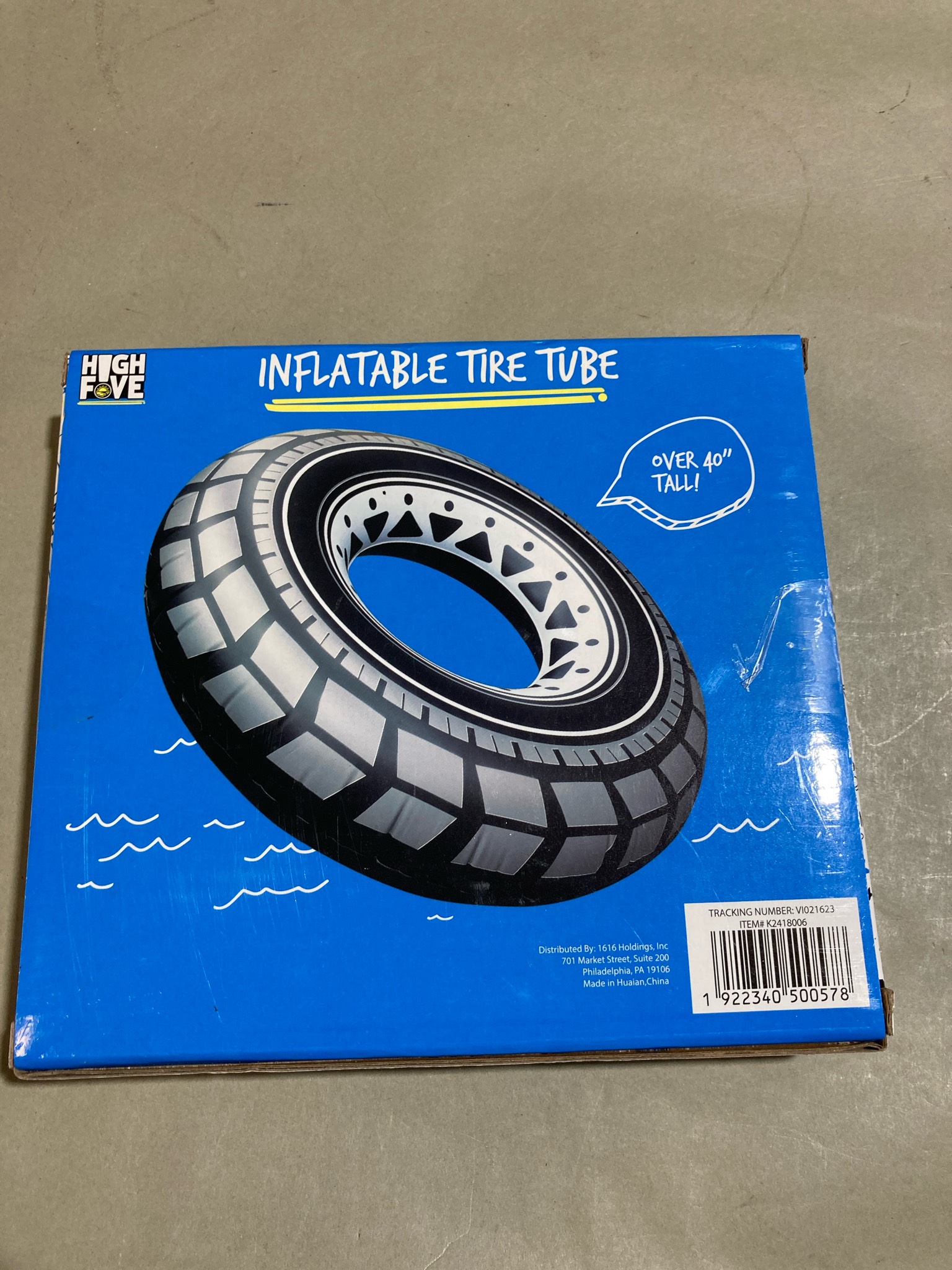 High Five Blue Black White Inflatable Tire Tube Size Over 40 inches tall