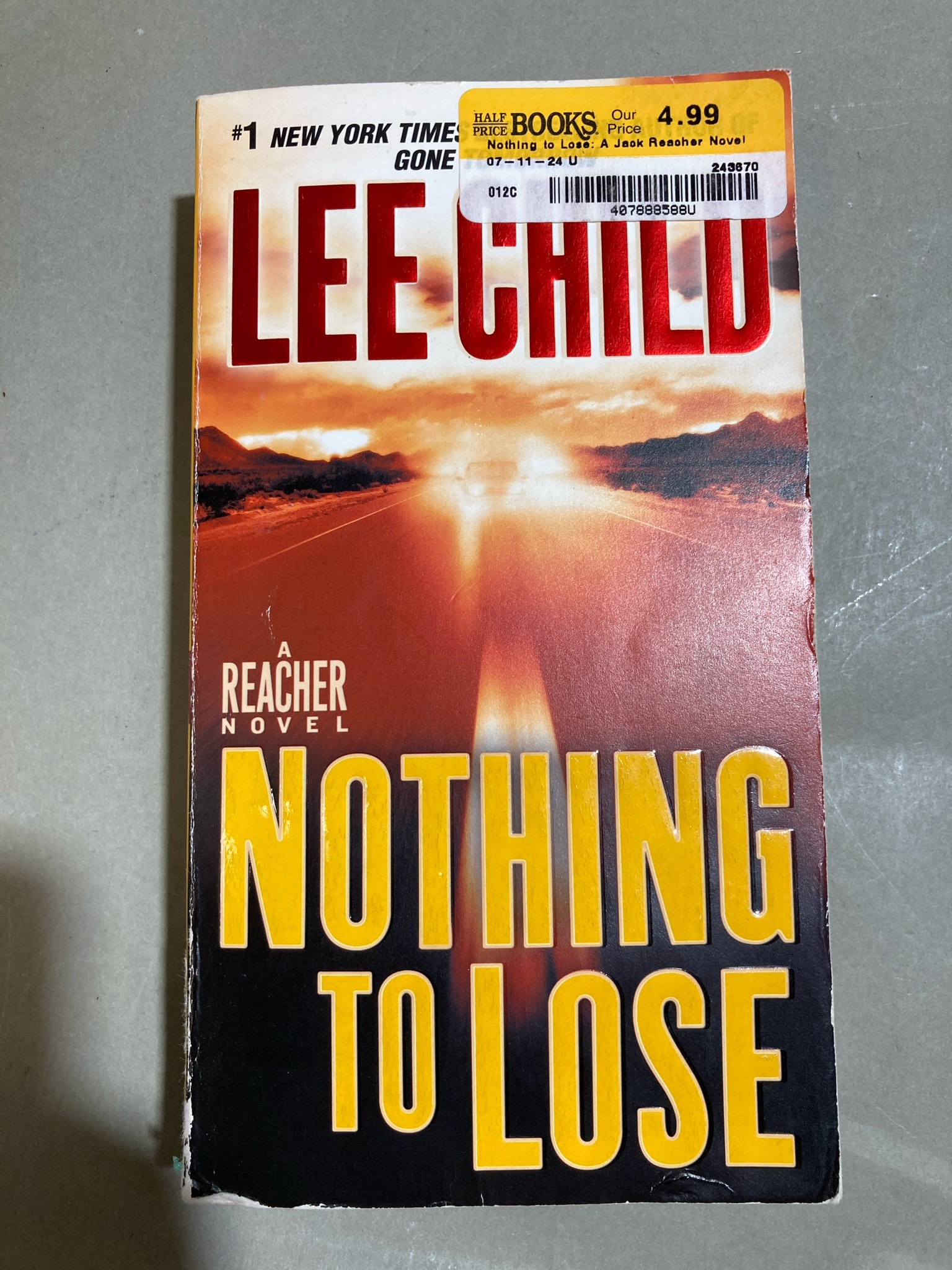 Lee Child Nothing to Lose Paperback Novel