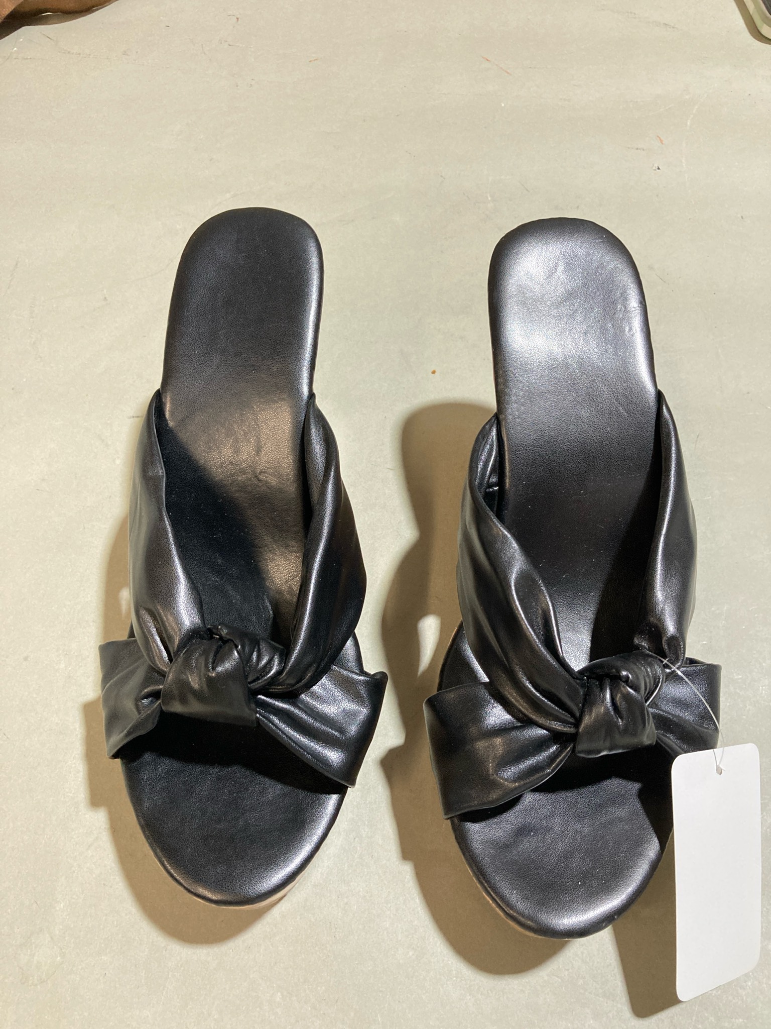 Black Knotted Wedge Sandals