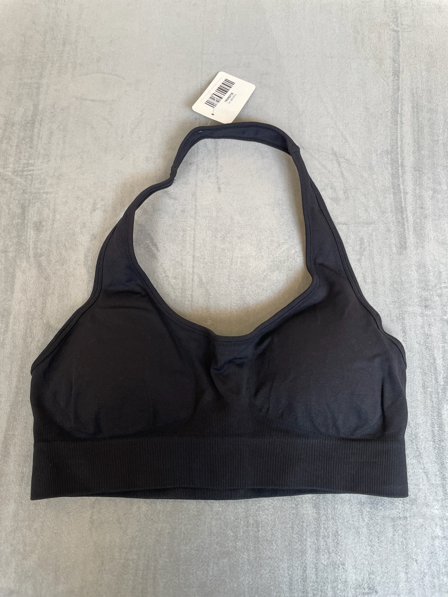 Black Stretch Knit Sports Bra