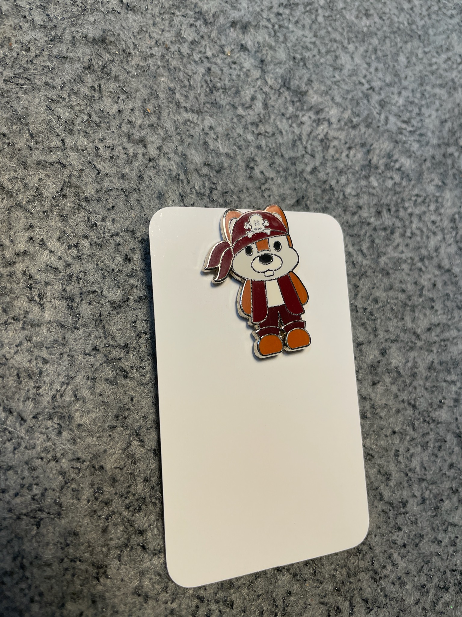 Maroon Orange Cartoon Bear Enamel Pin Size Small