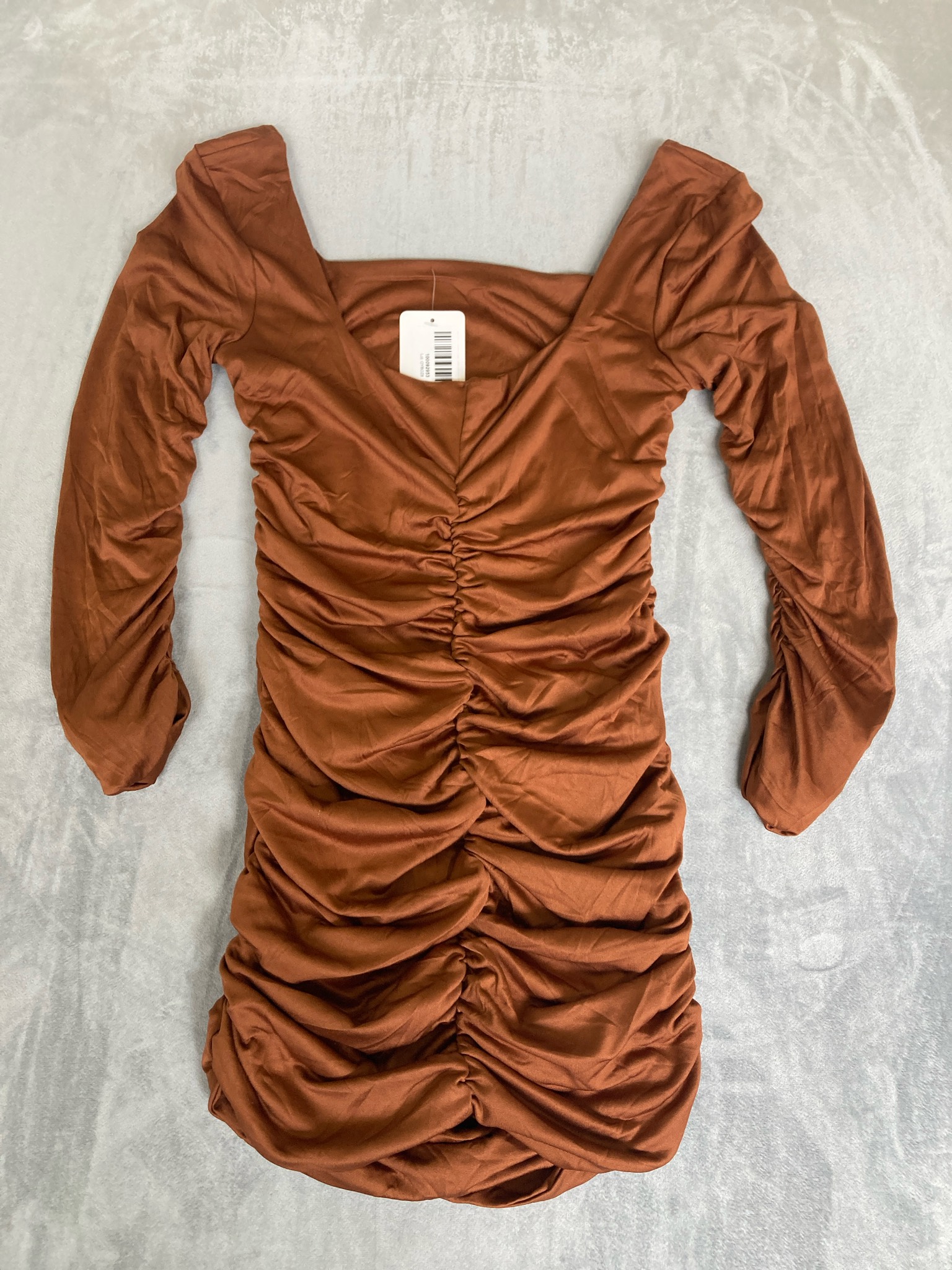 Rust Stretch Knit Mini Dress