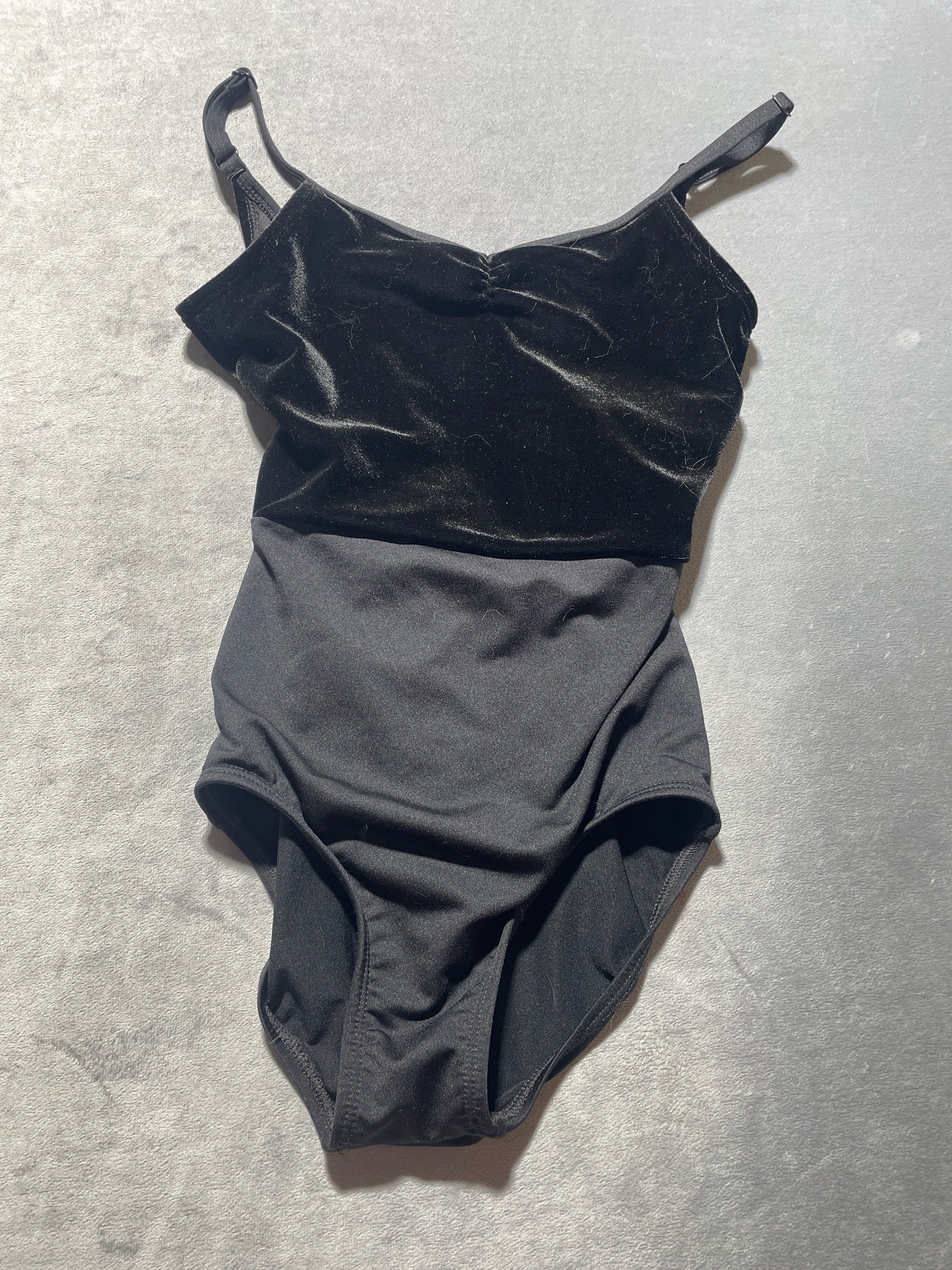 Capezio Black Velvet Panel Leotard Size 1