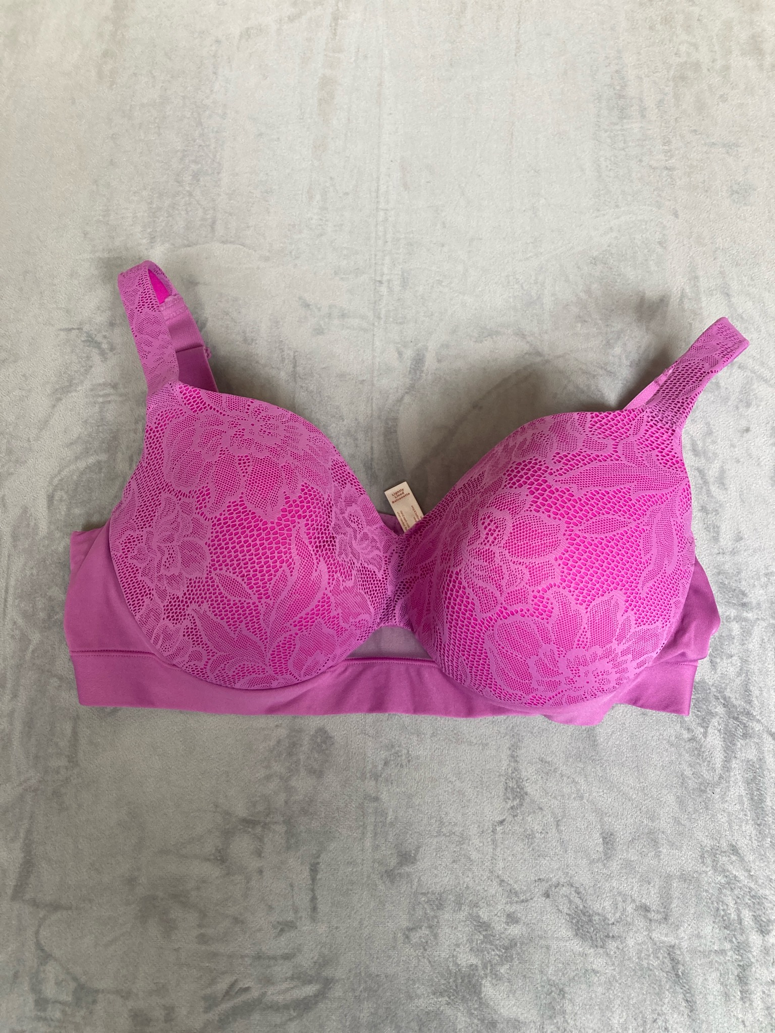 Cacique Fuchsia Floral Lace Bra Size 38DD