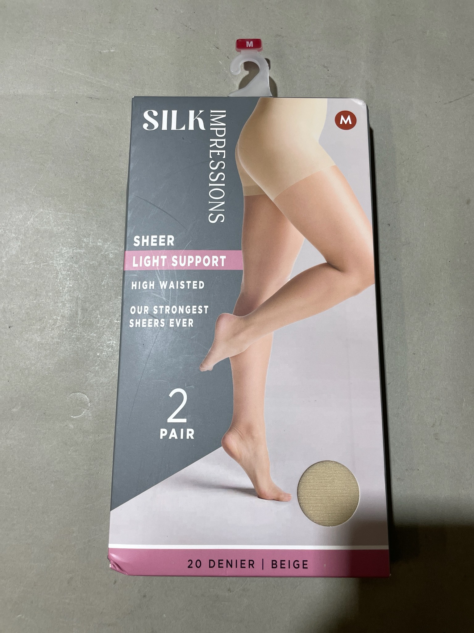 Silk Impressions Beige Nylon-Spandex Pantyhose Size M