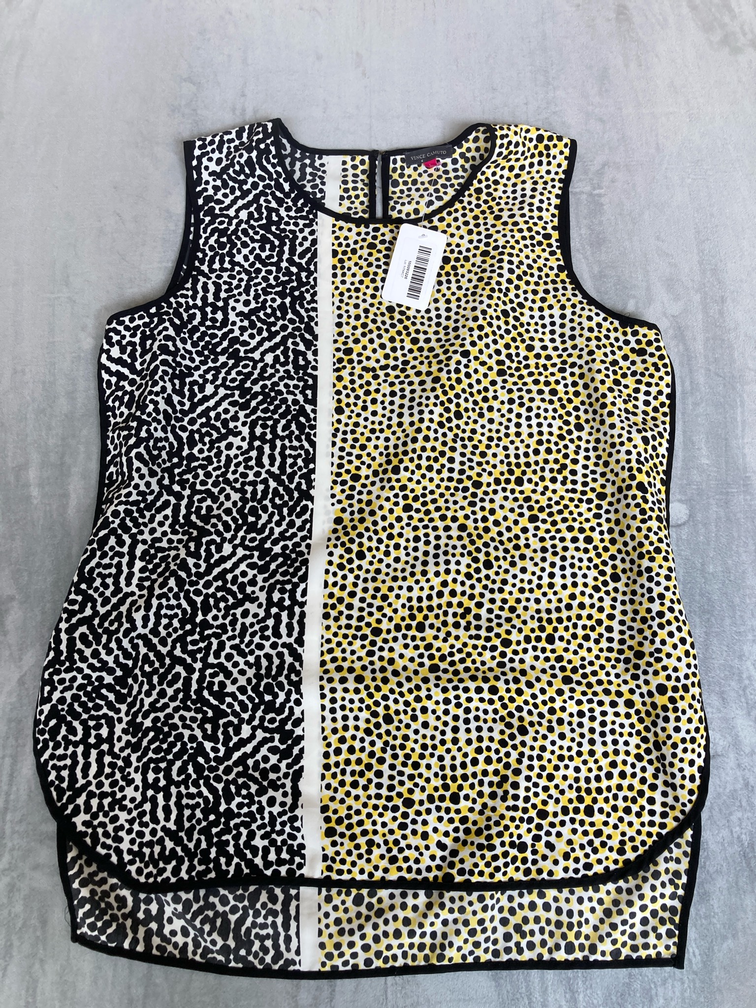 Vince Camuto Black White Yellow Woven Sleeveless Blouse