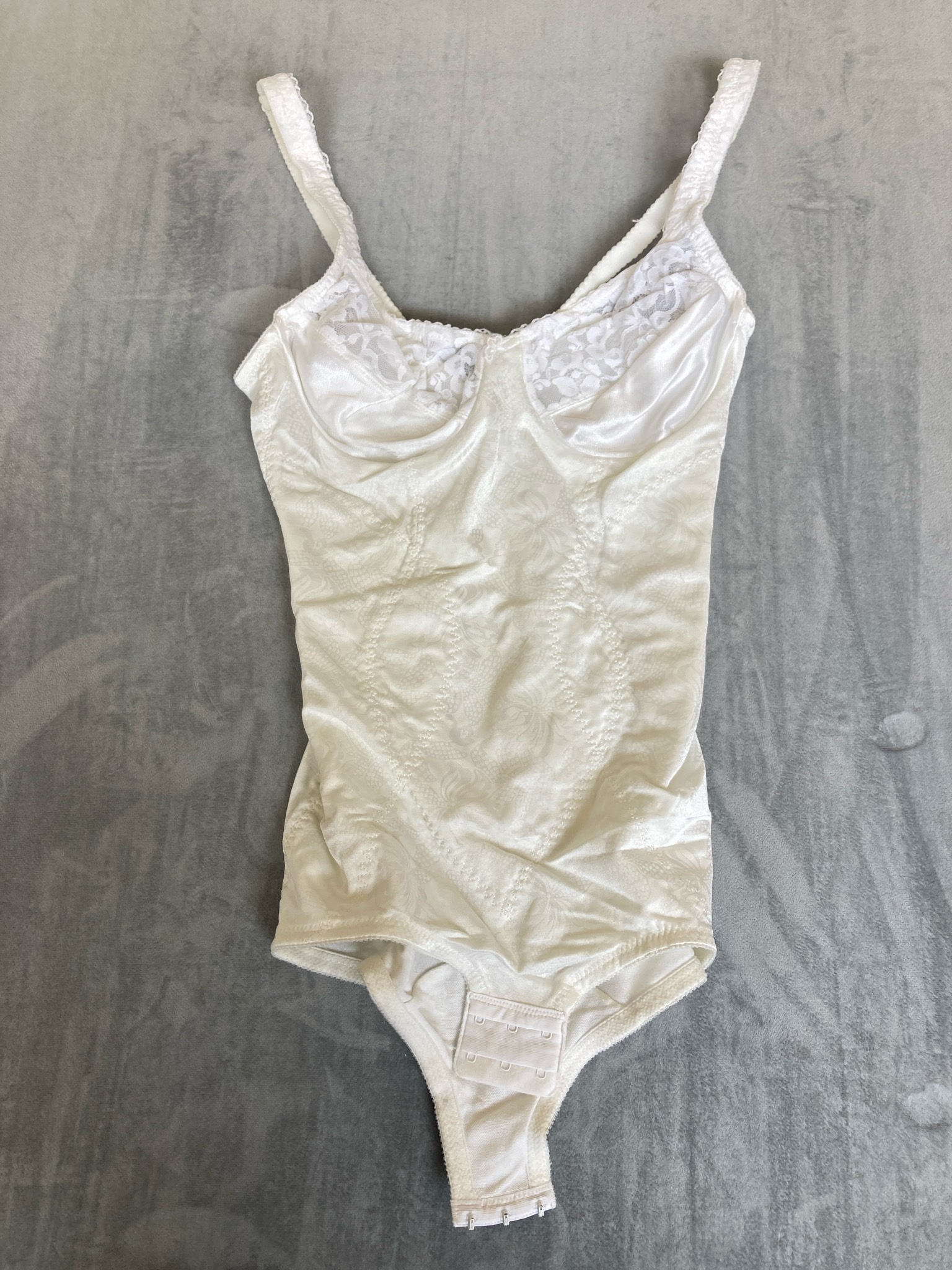 Ivory Satin-Like Lace Bodysuit