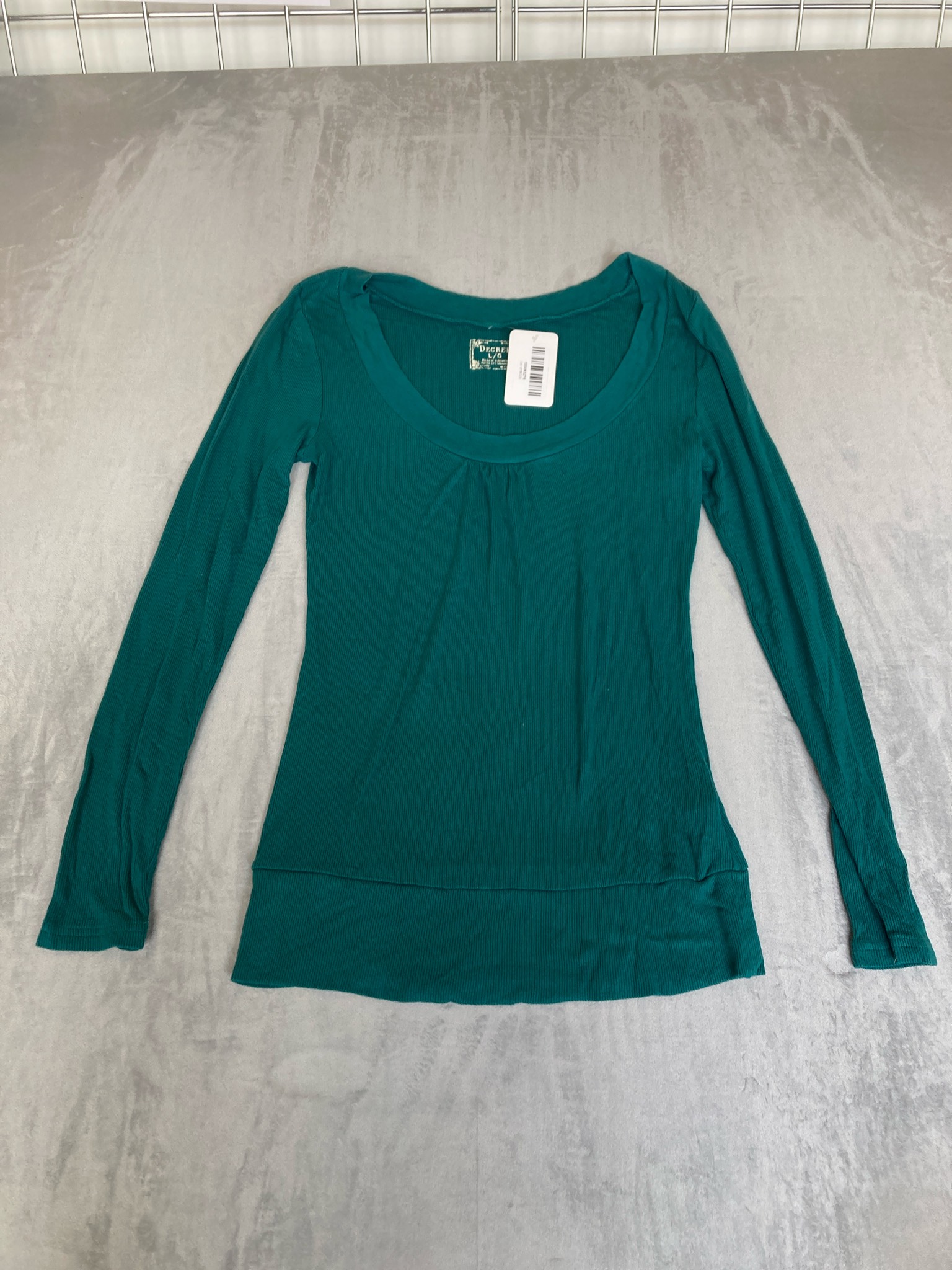 Decree Teal Ribbed Knit Long Sleeve Top Size L/G