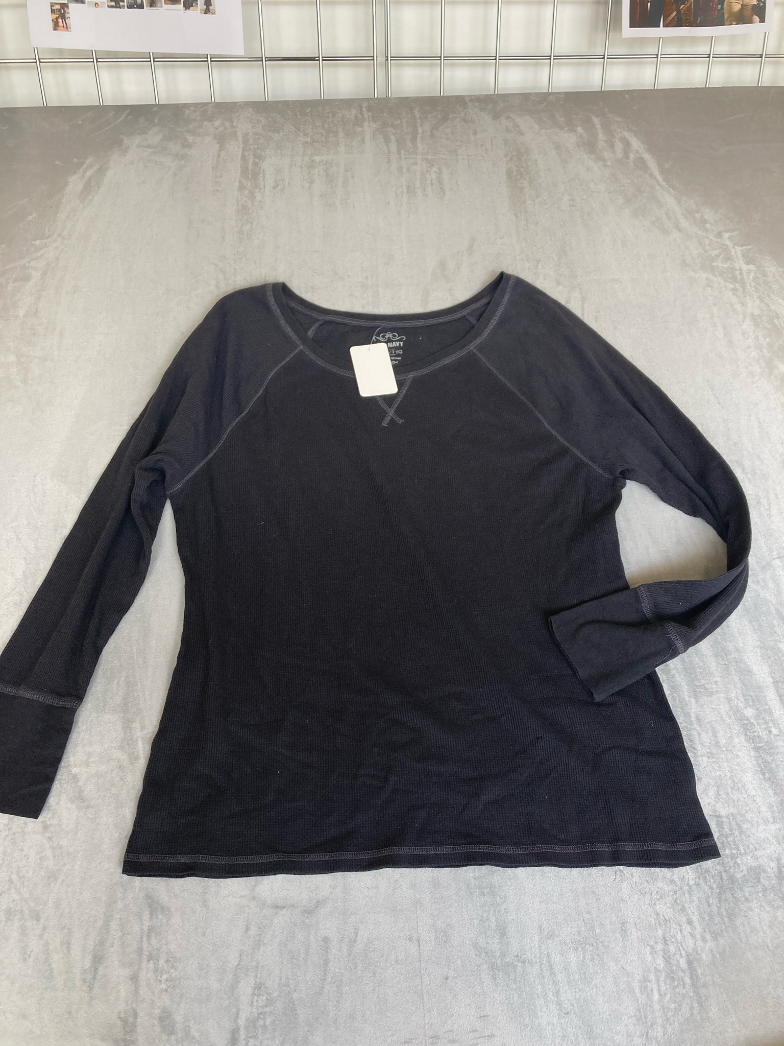 Old Navy Black Textured Knit Thermal Shirt Size XXL/T TG