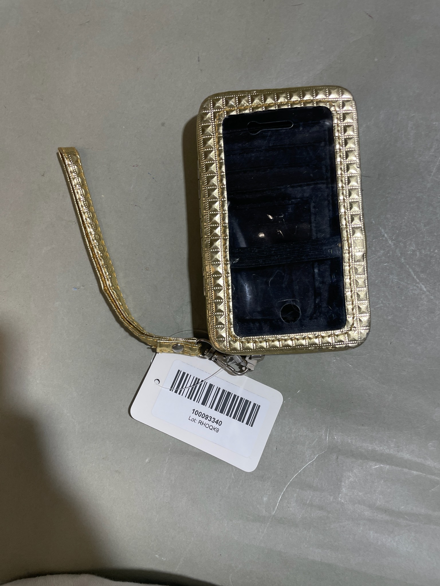 Gold Studded Wristlet Phone Wallet Case