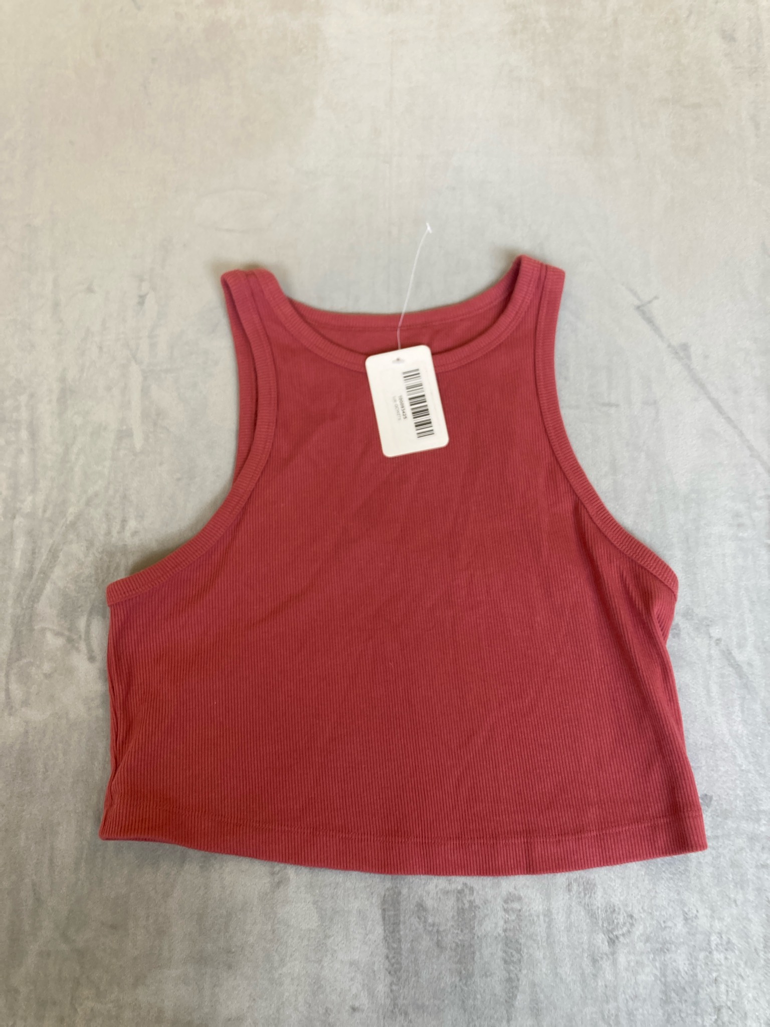 Wild Fable Red Ribbed Cropped Tank Top Size Large