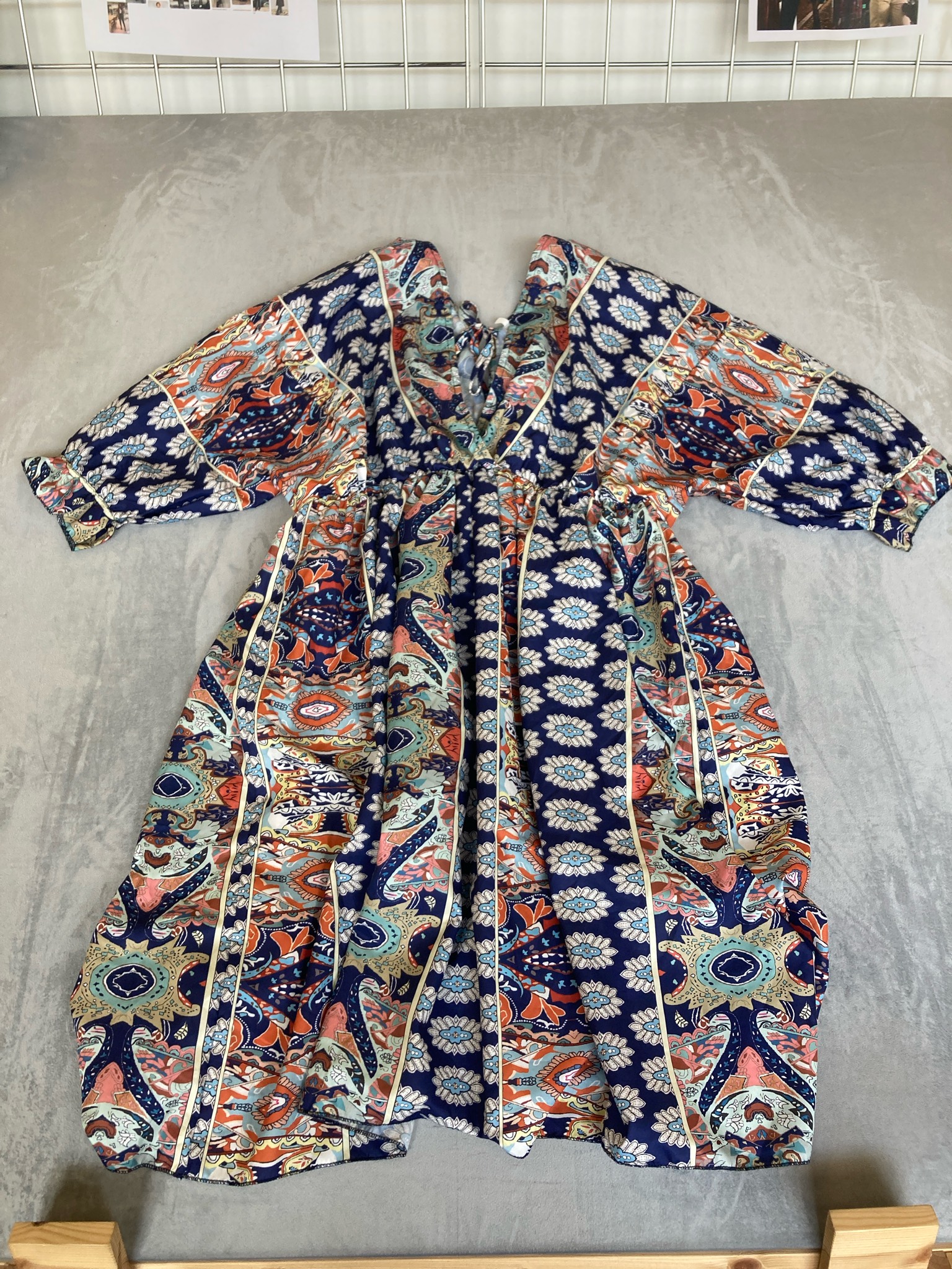 Navy Multicolor Paisley Floral Dress