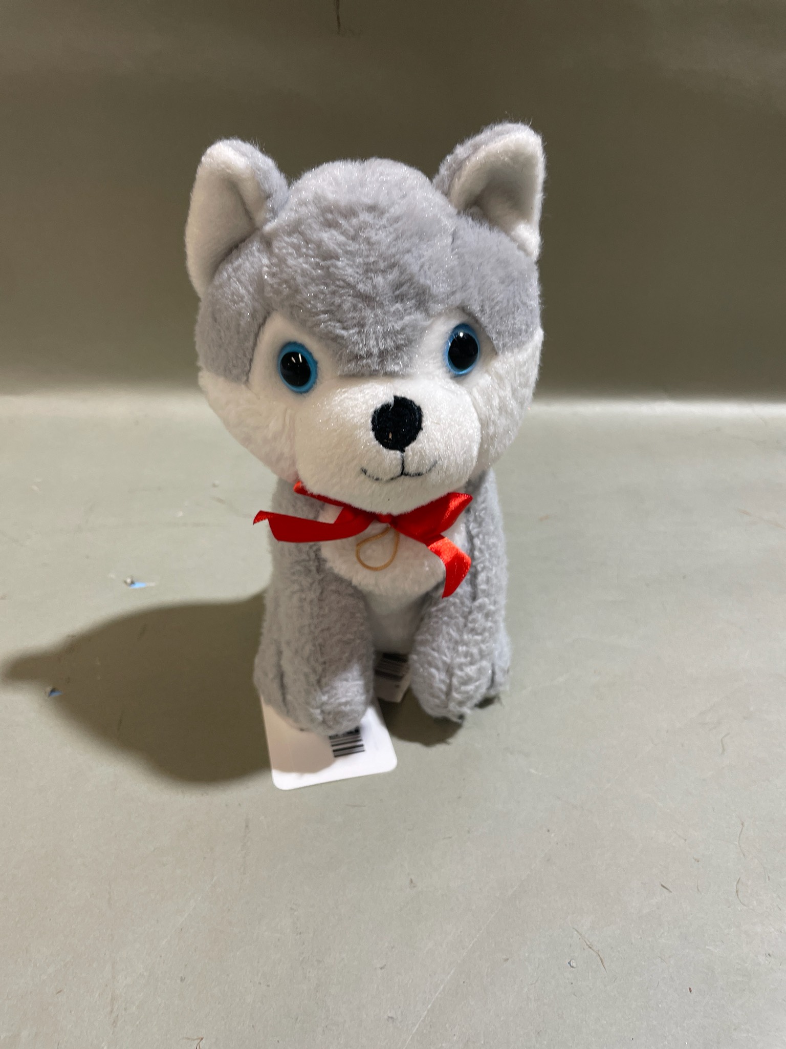 Gray White Husky Like Plush Animal
