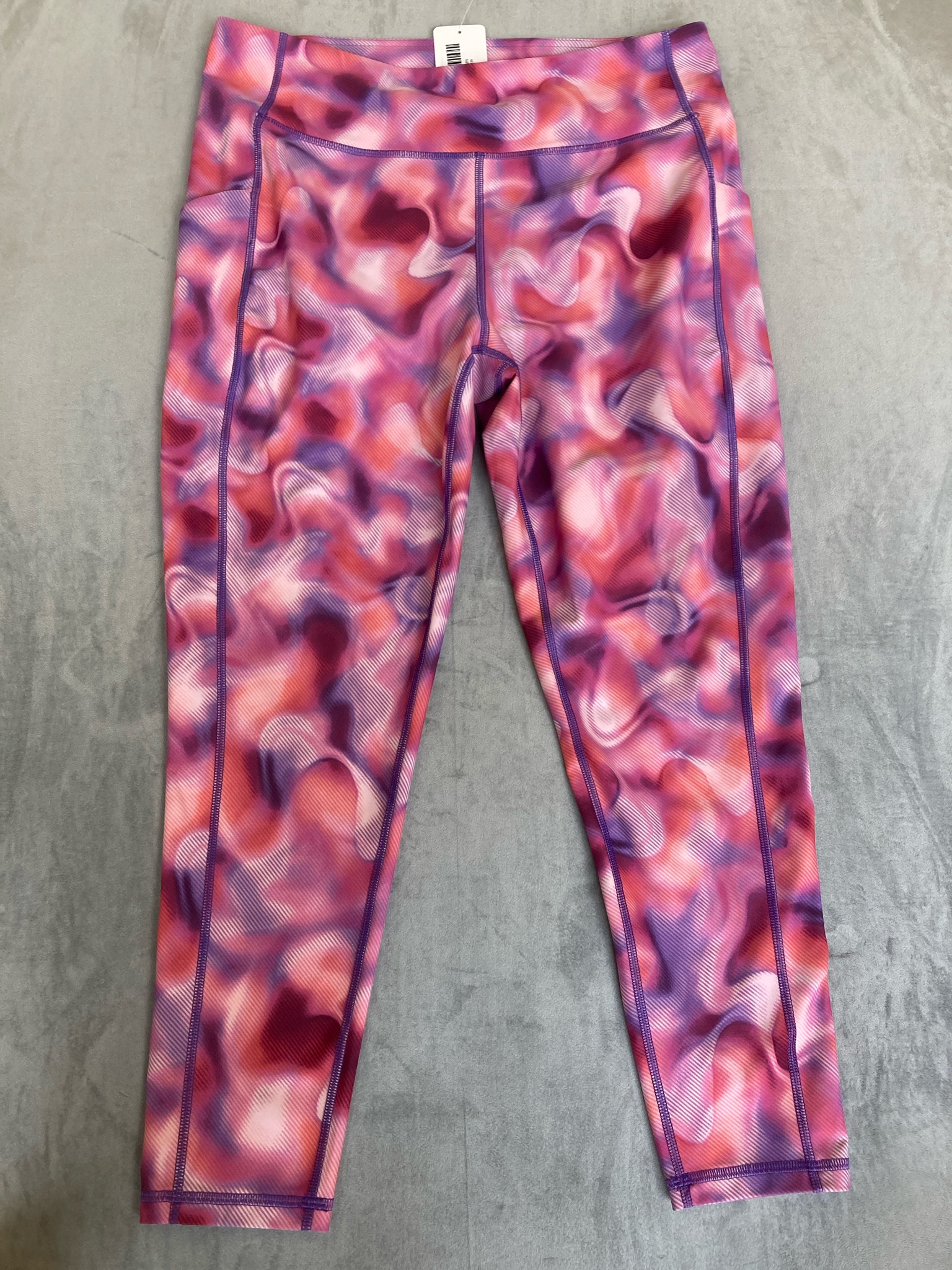Tek Gear Pink Purple Polyester Spandex Athletic Leggings Size 1X
