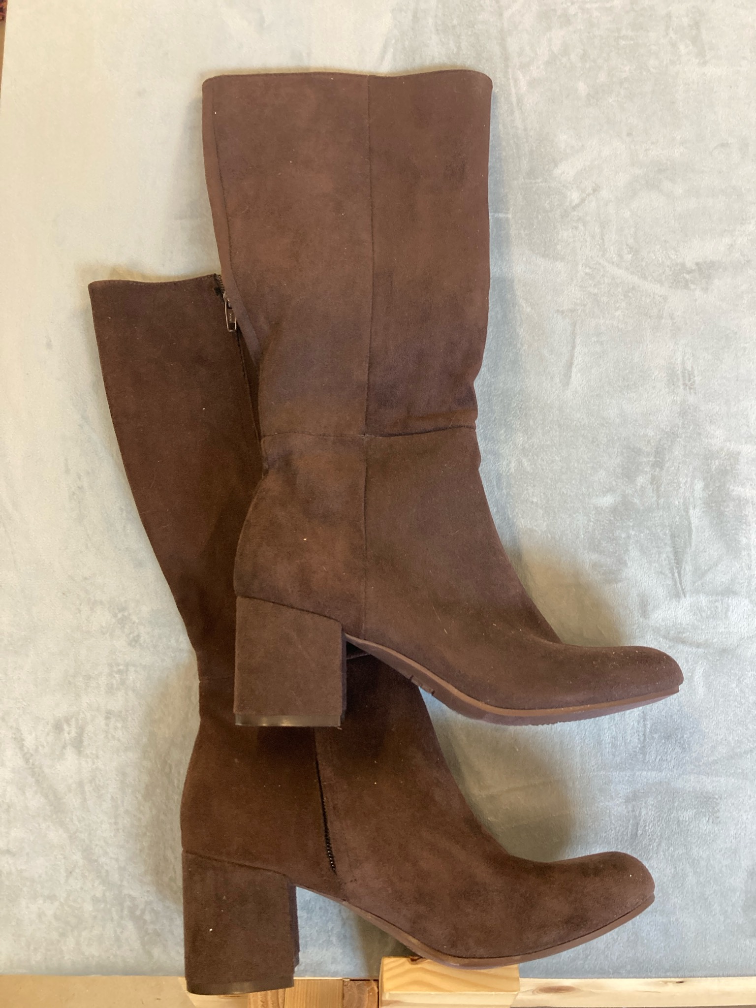 Time and Tru Brown Block Heel Tall Boots