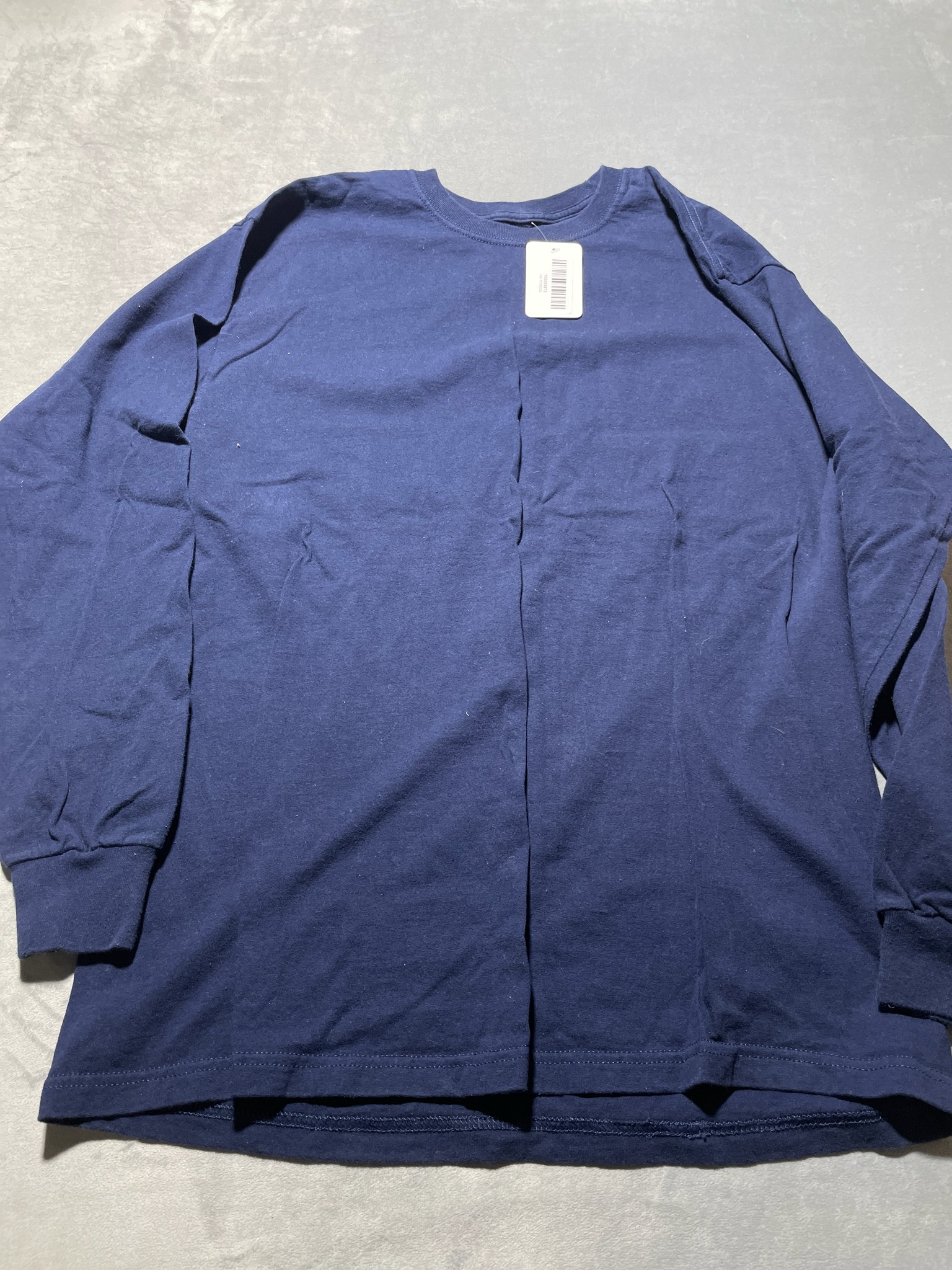 Fruit of the Loom Navy Blue Cotton Long Sleeve T-Shirt Size Large