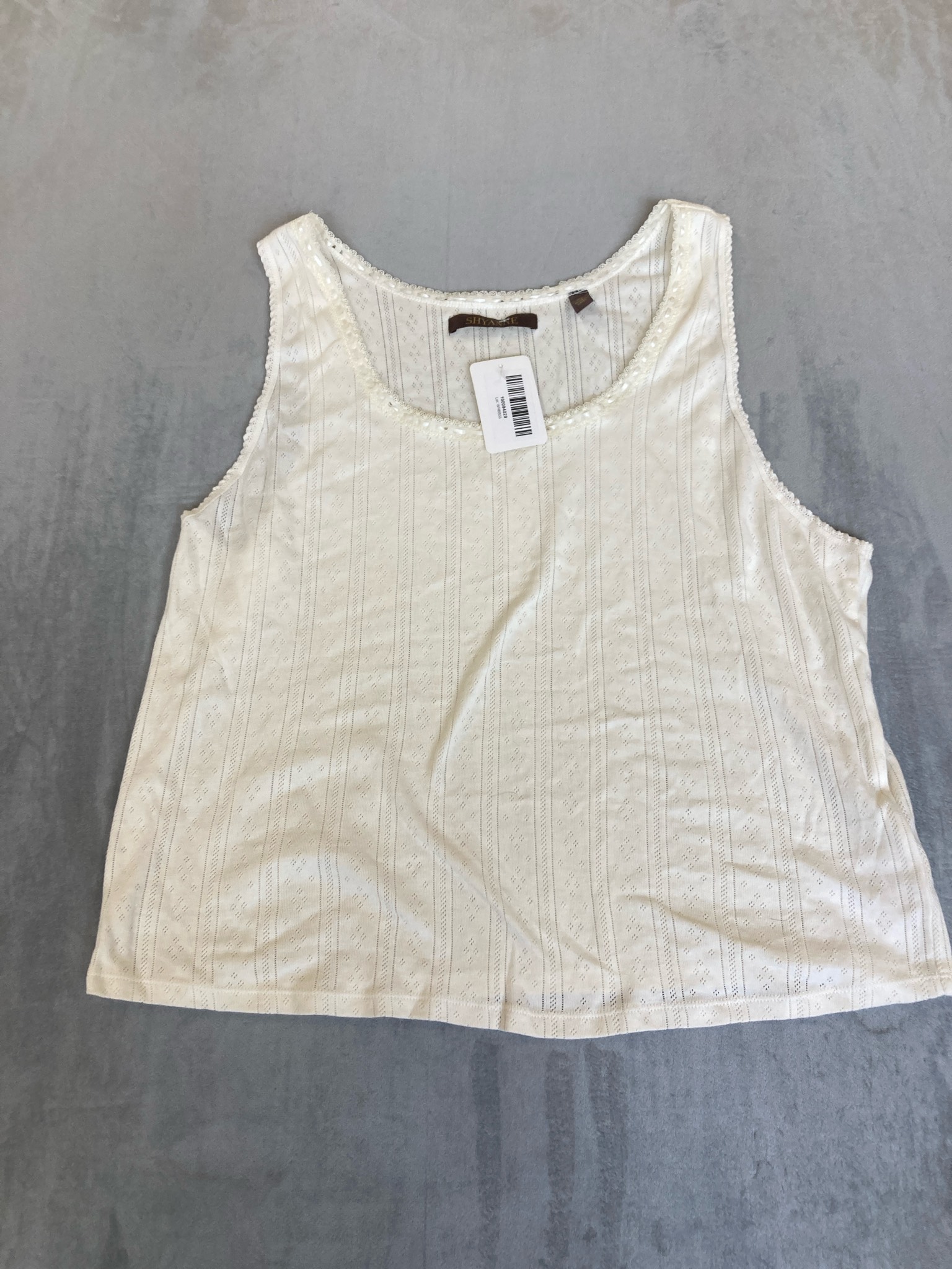 SHYANTE Cream Openwork Knit Sleeveless Top Size XL