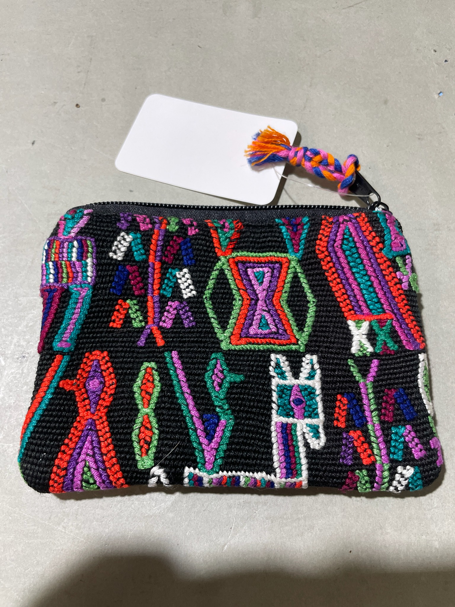Black Geometric Textile Pouch