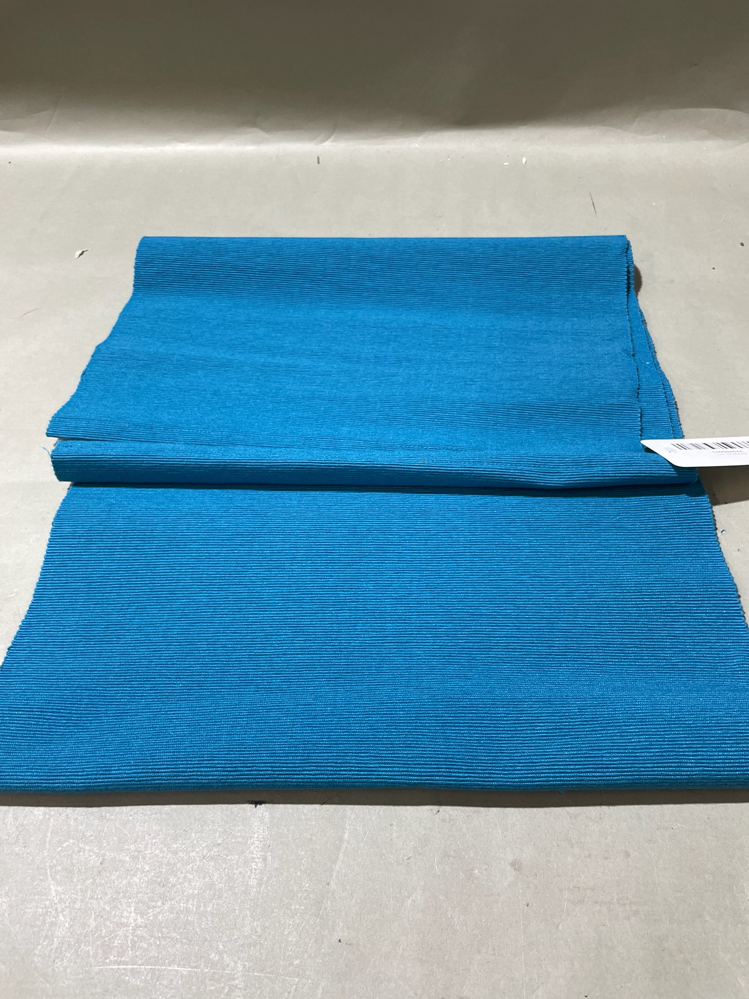 Turquoise Blue Ribbed Fringed Table Runner