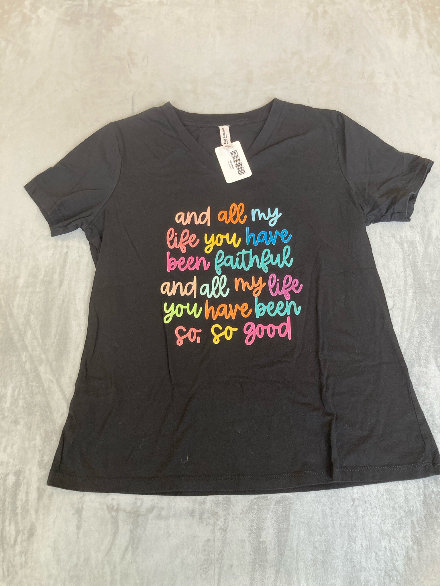 Bella+Canvas Black Graphic Short-Sleeve T-Shirt Size L
