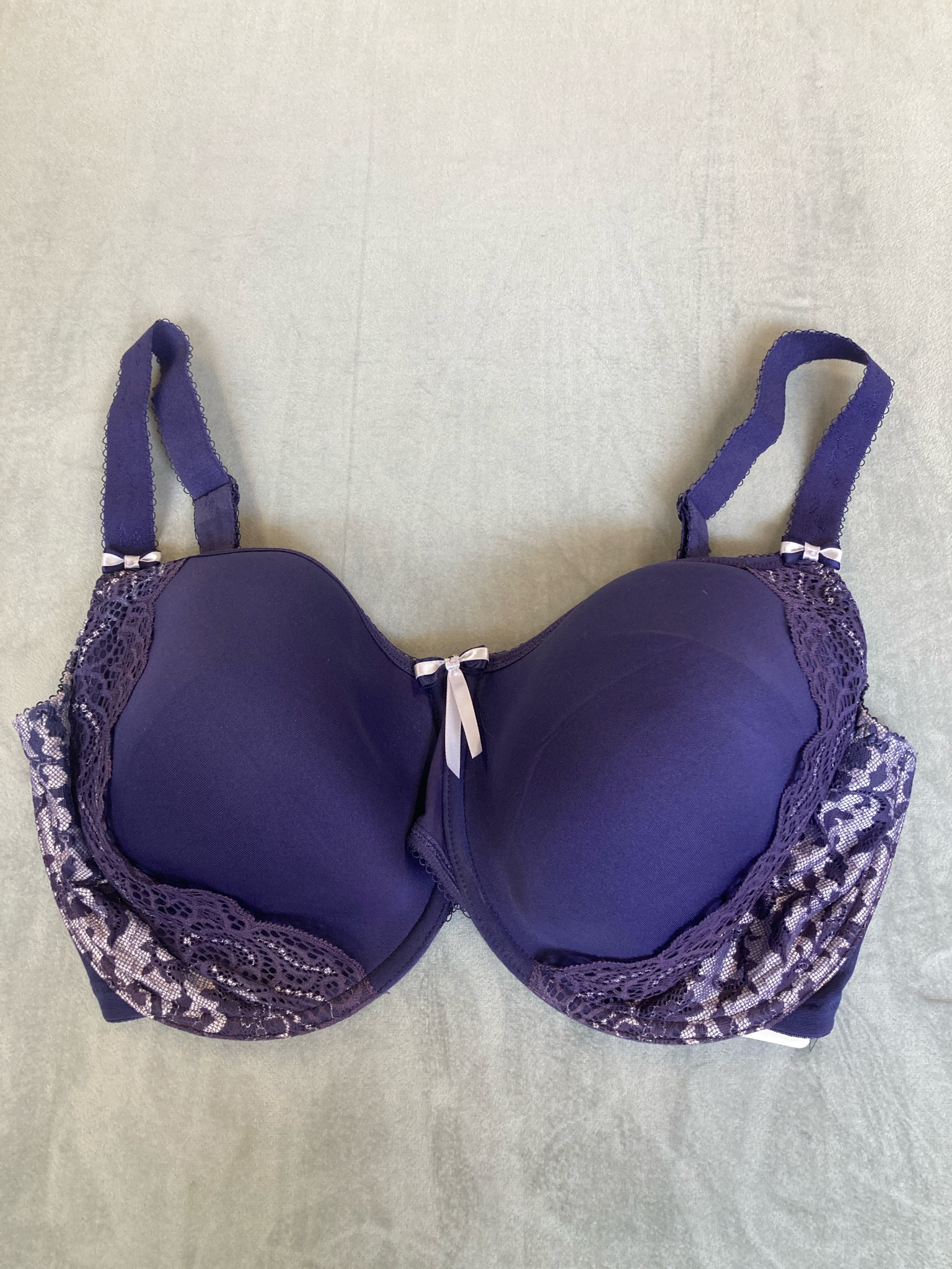 Elomi Purple Lace Trimmed Molded Cup Bra