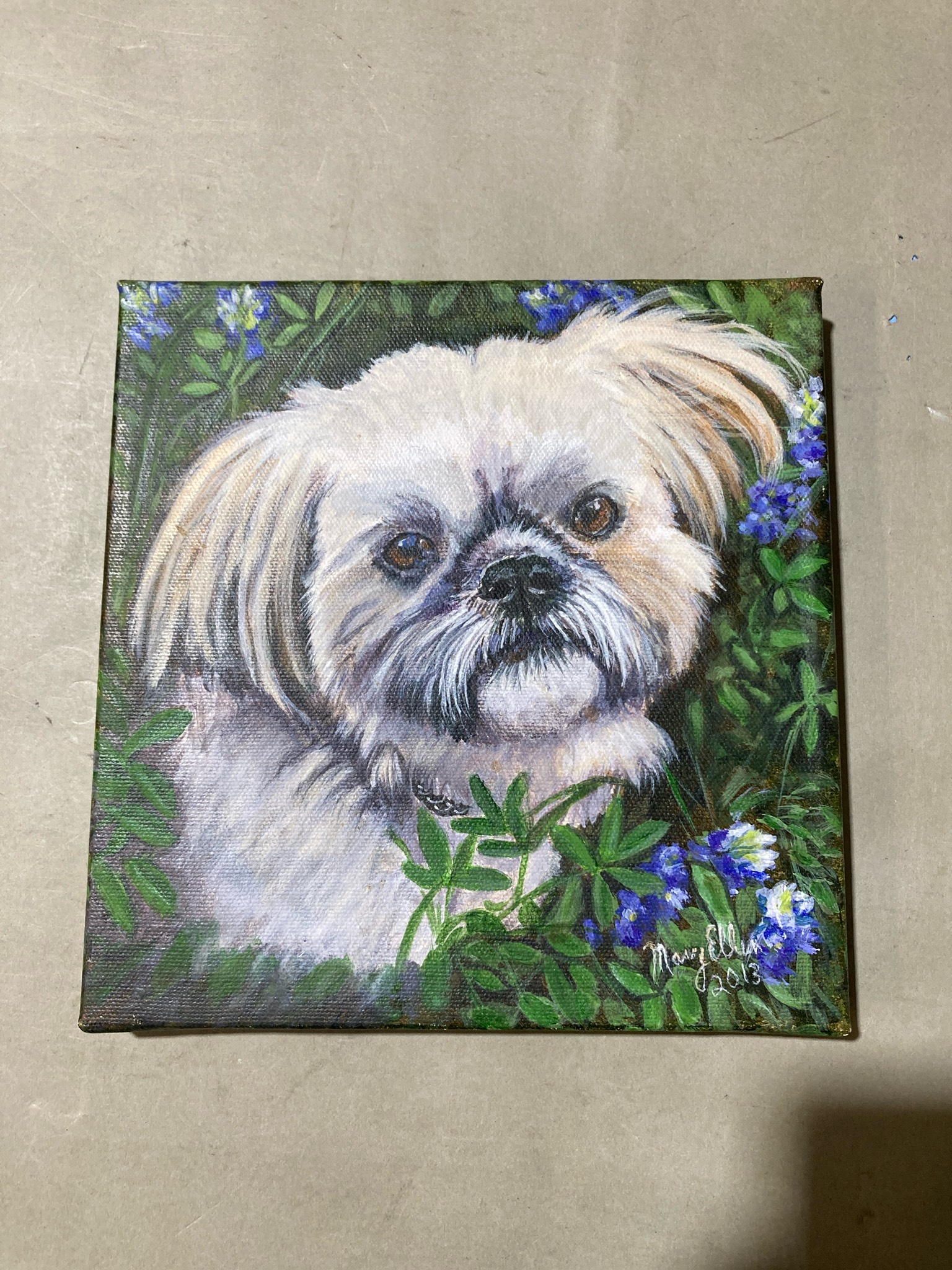 Dog Floral Canvas Wall Art