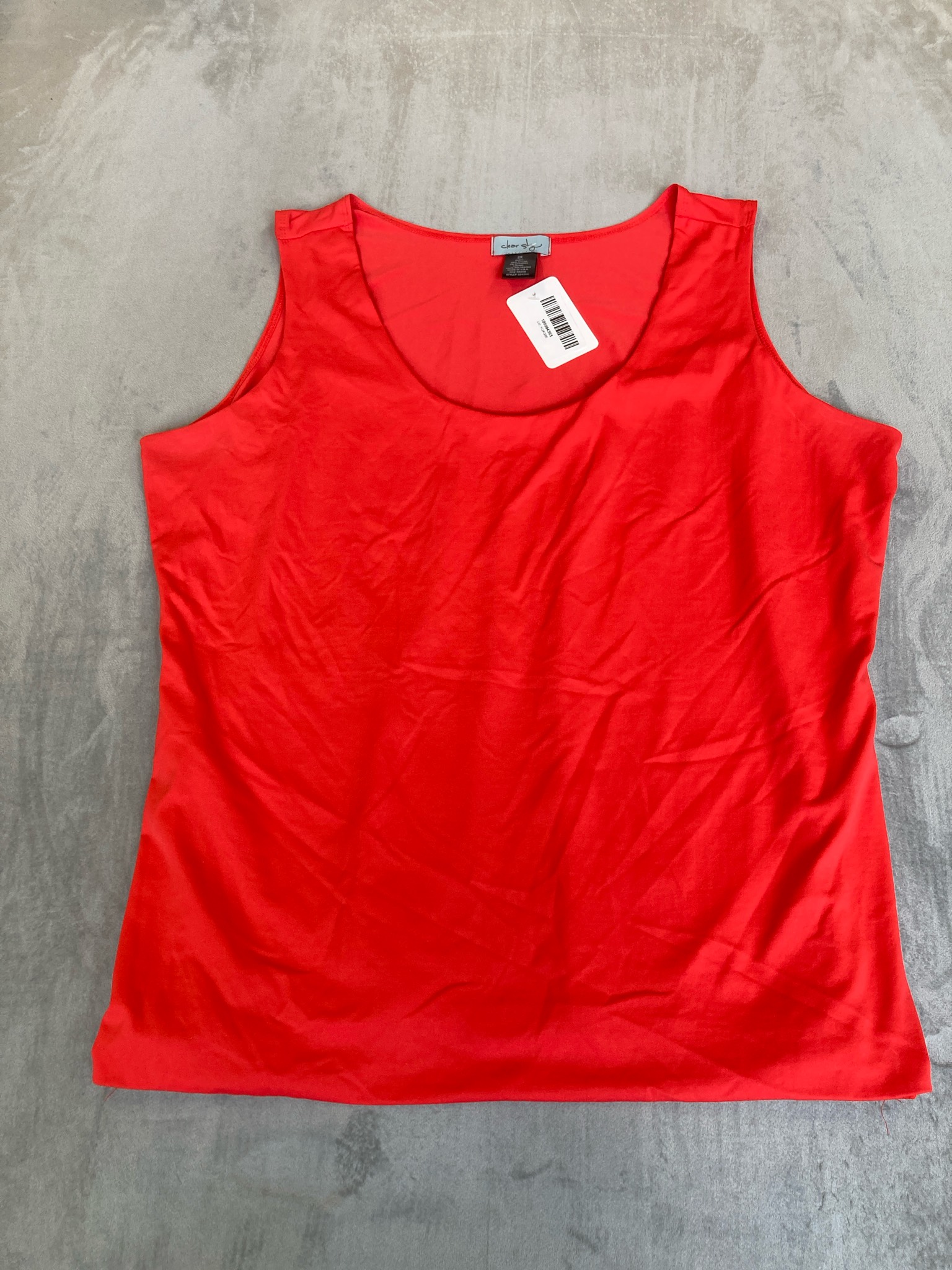 Clear Sky Red Nylon Spandex Tank Top Size 2X