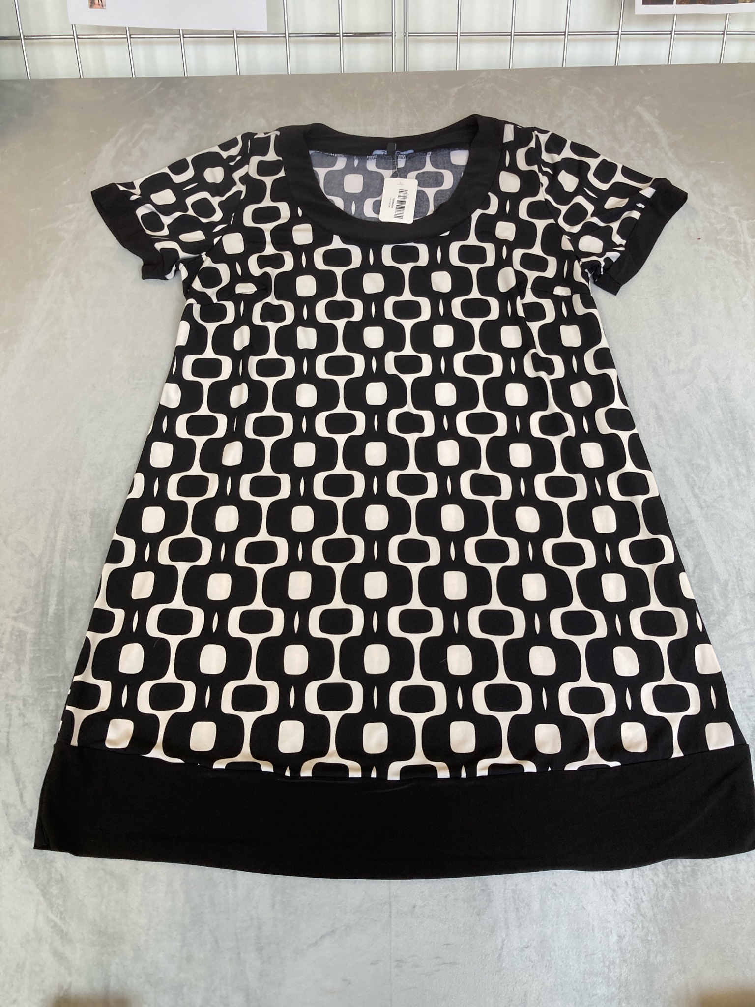 Blu Sage Black and White Geometric Print Dress Size 1X